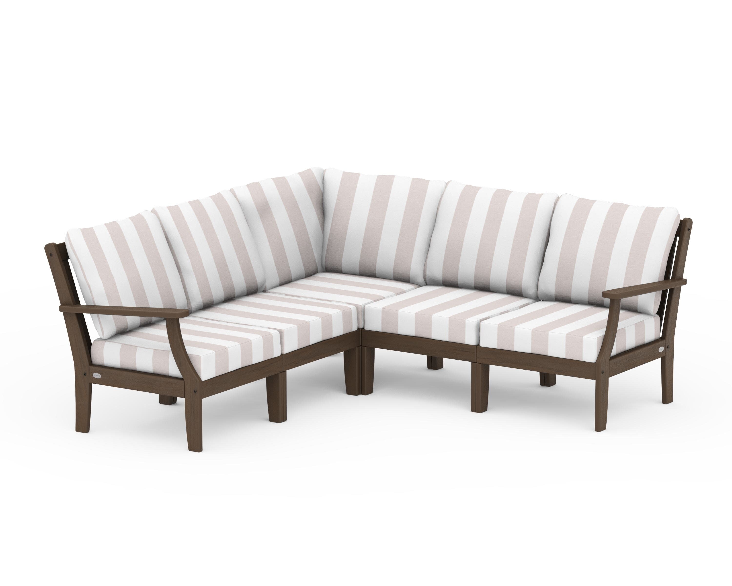 Braxton Modular 5-Piece Deep Seating Set in Kona / Cabana Stripe Dune Burlap