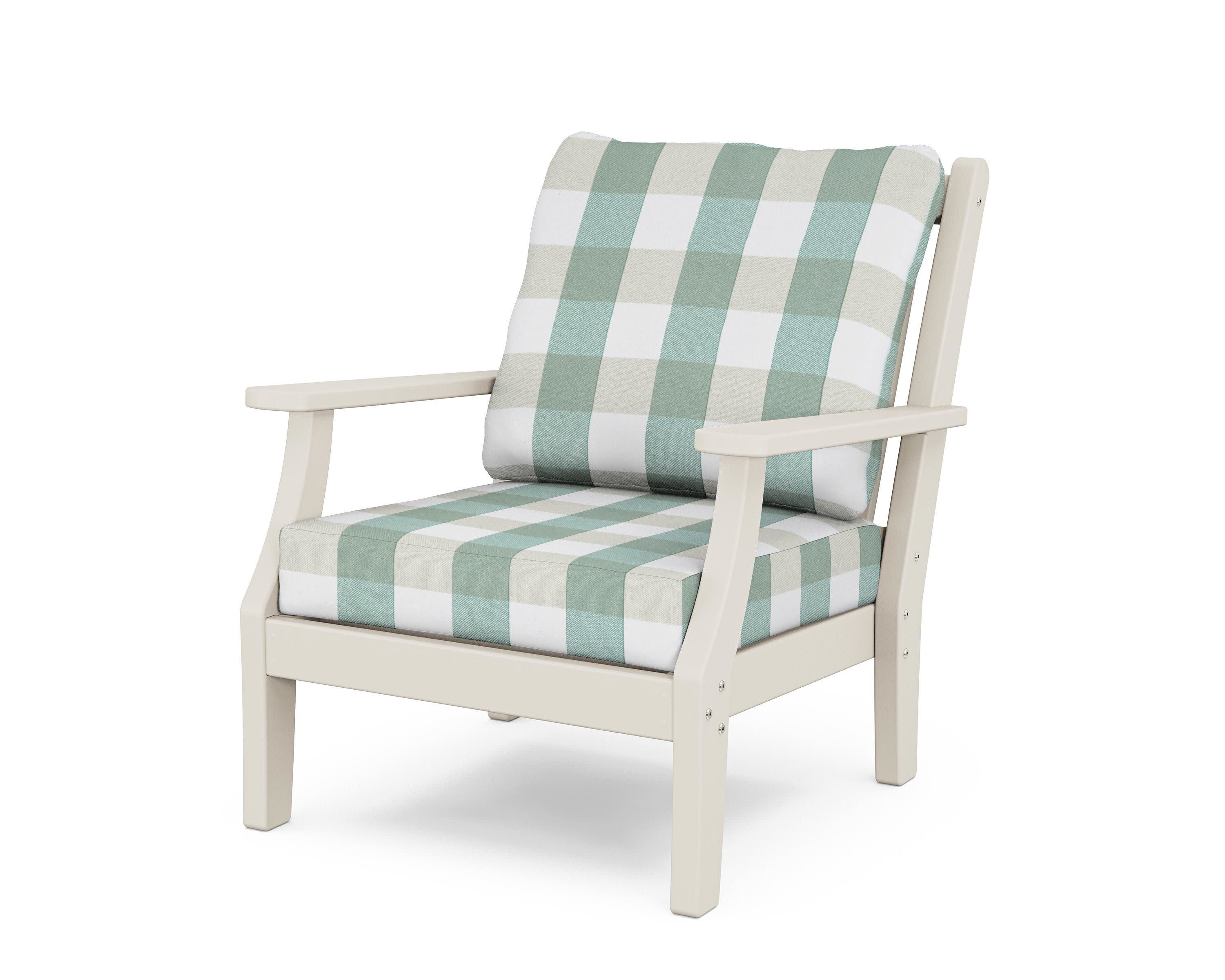 Wovendale Deep Seating Chair in Sand / Buffalo Plaid Glacier Spa