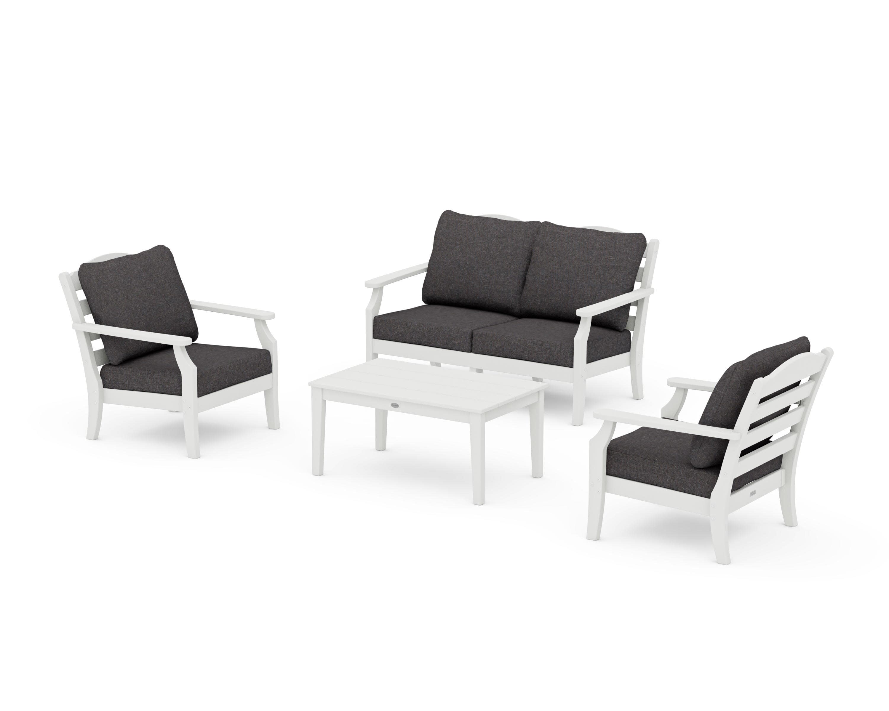 Savannah 4-Piece Deep Seating Set with Loveseat in Vintage White / Ash Charcoal
