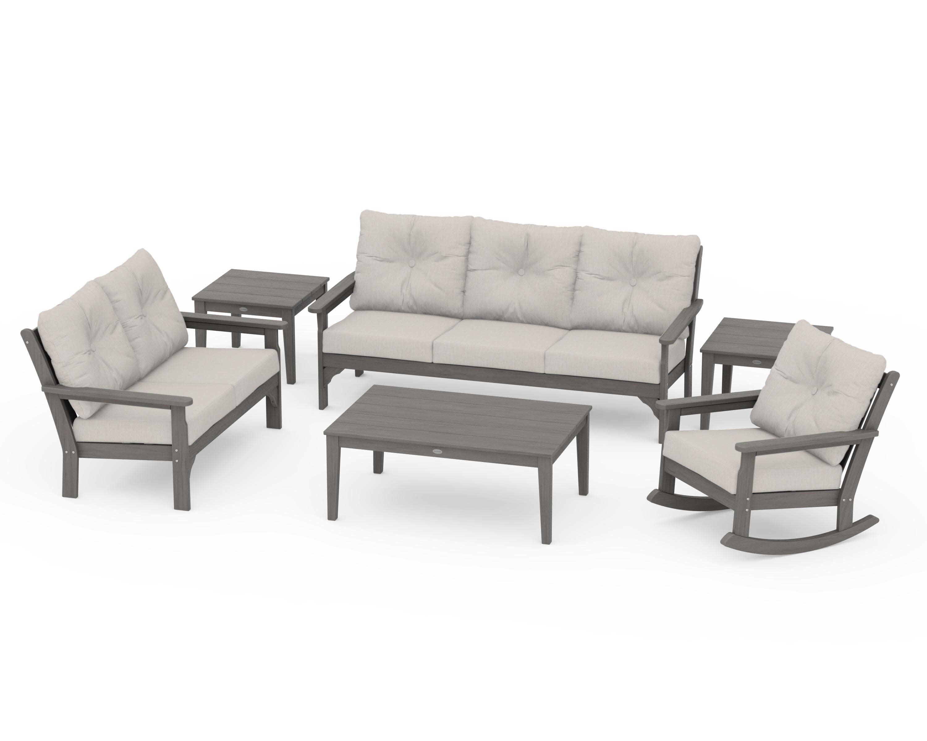 Vineyard 6-Piece Deep Seating Set in Driftwood / Cast Ash