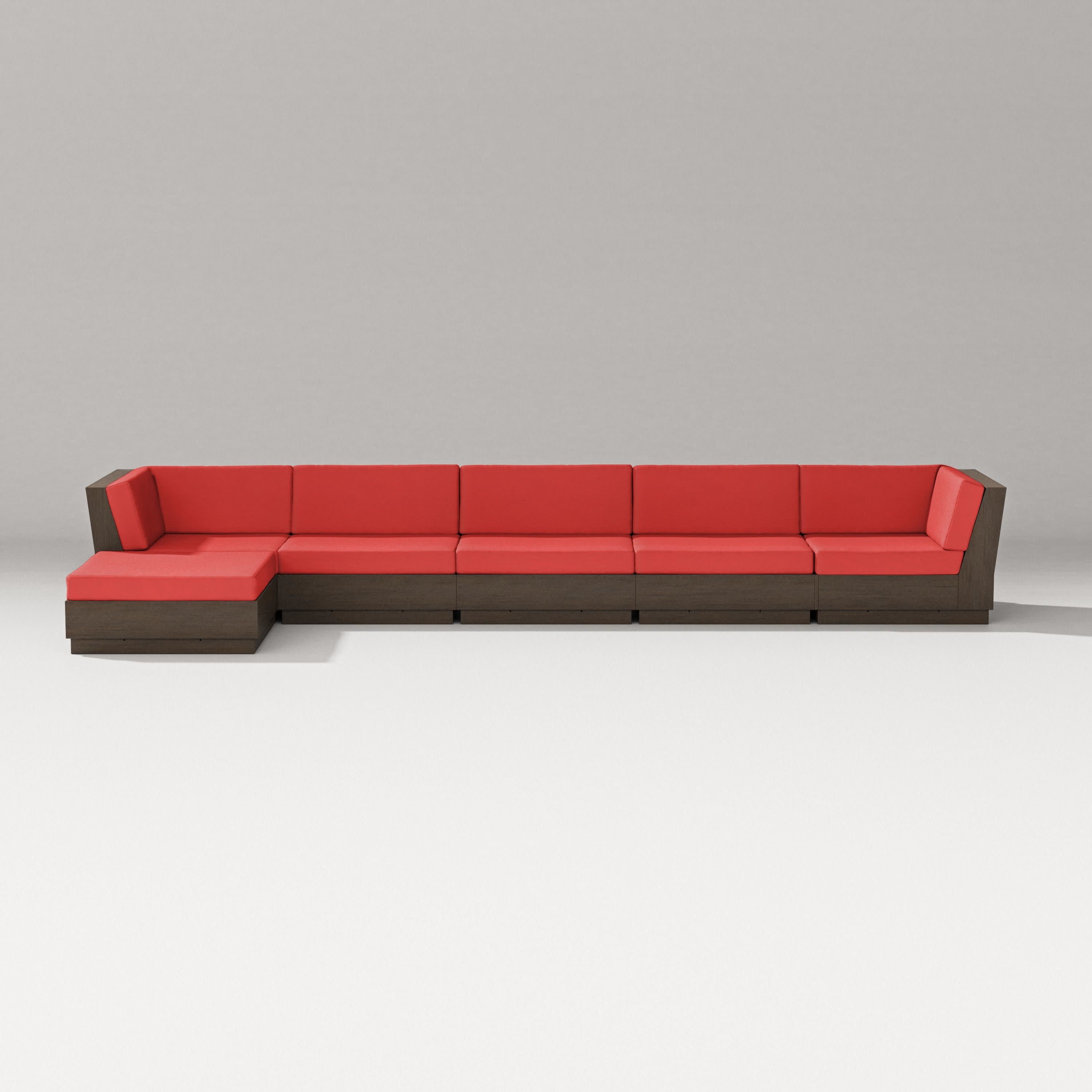 Elevate 6-Piece Chaise Sectional in Kona / Crimson Linen
