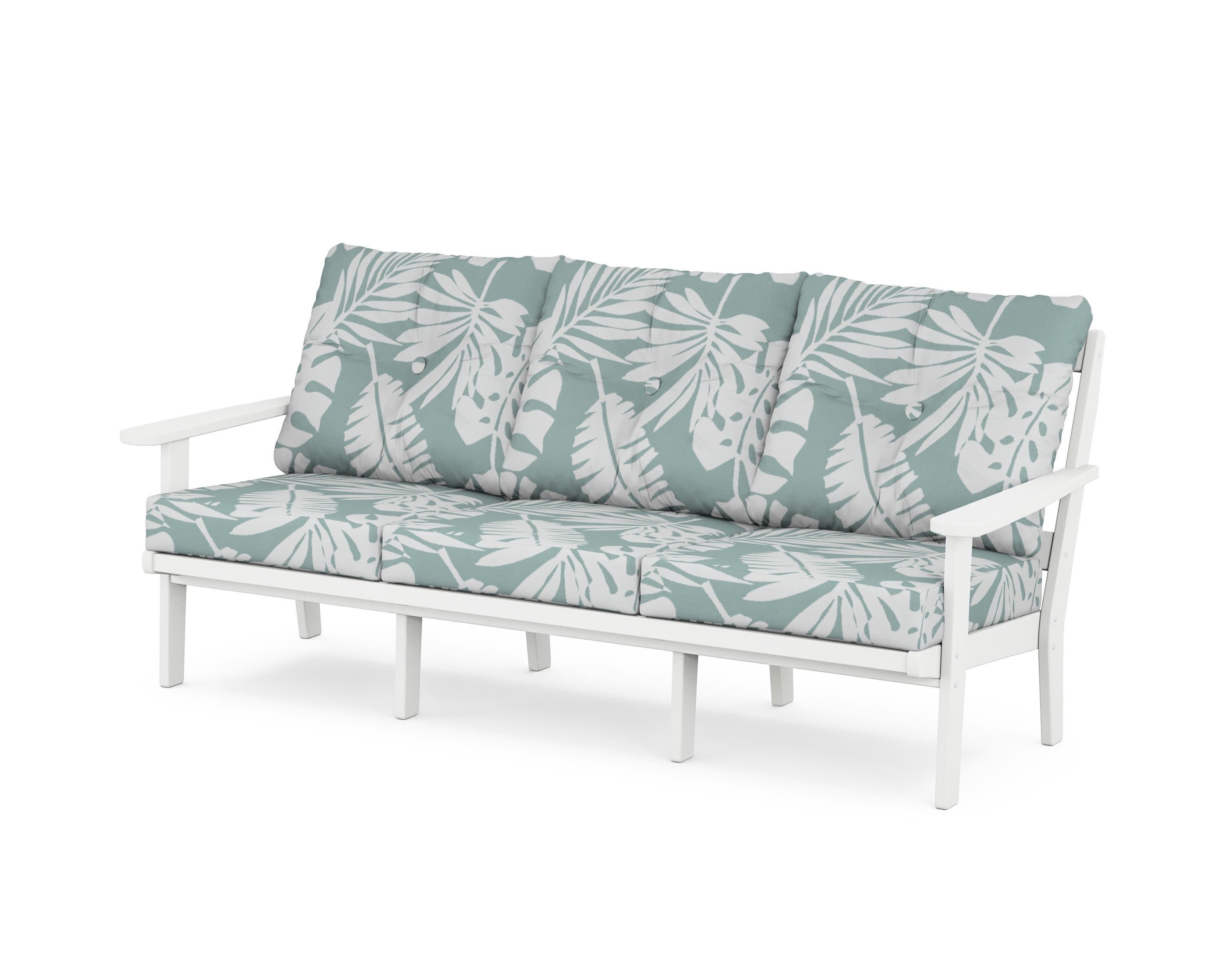 Mission Deep Seating Sofa in White / Leaf Glacier Spa