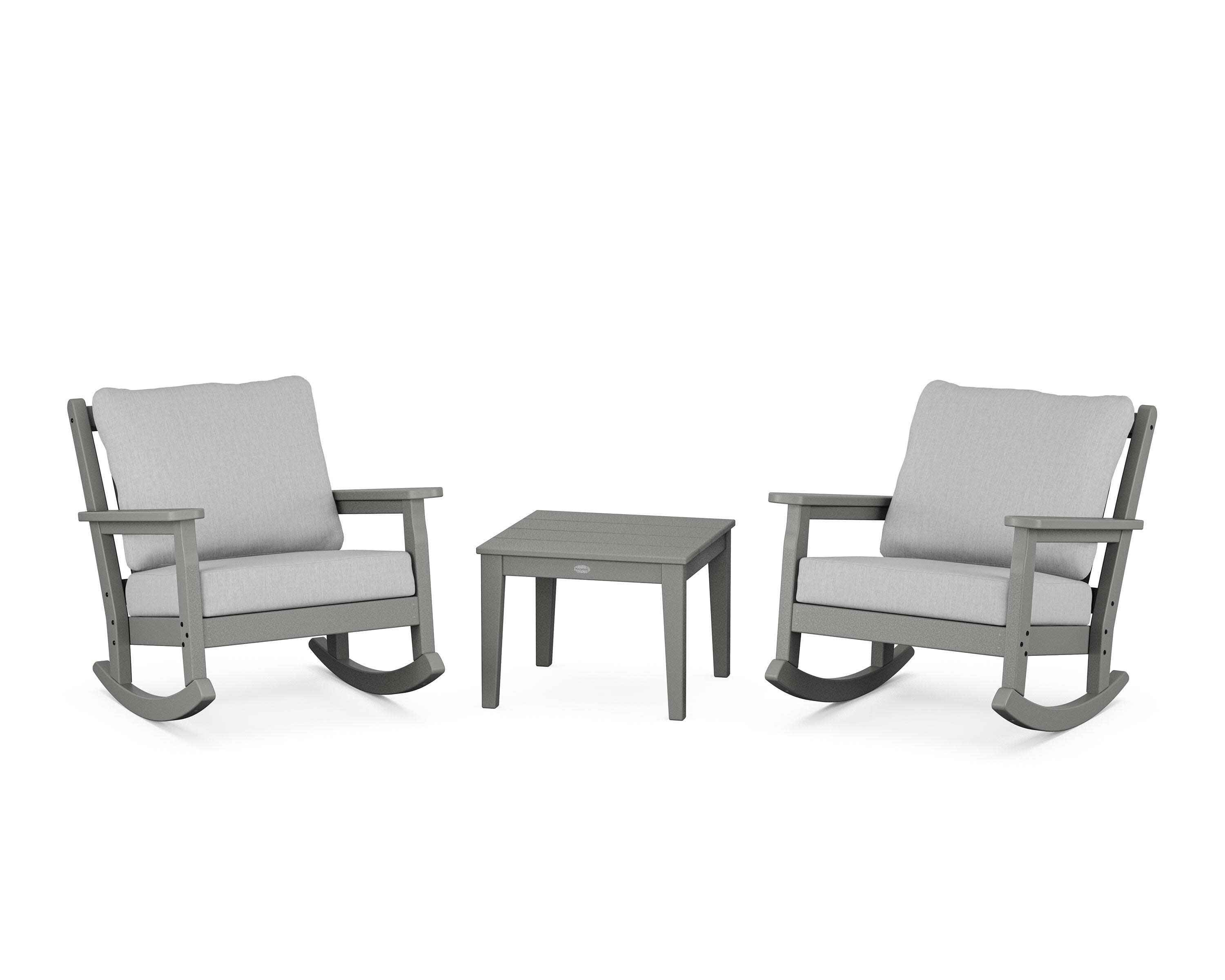 Chippendale 3-Piece Deep Seating Rocker Set in Slate Grey / Granite