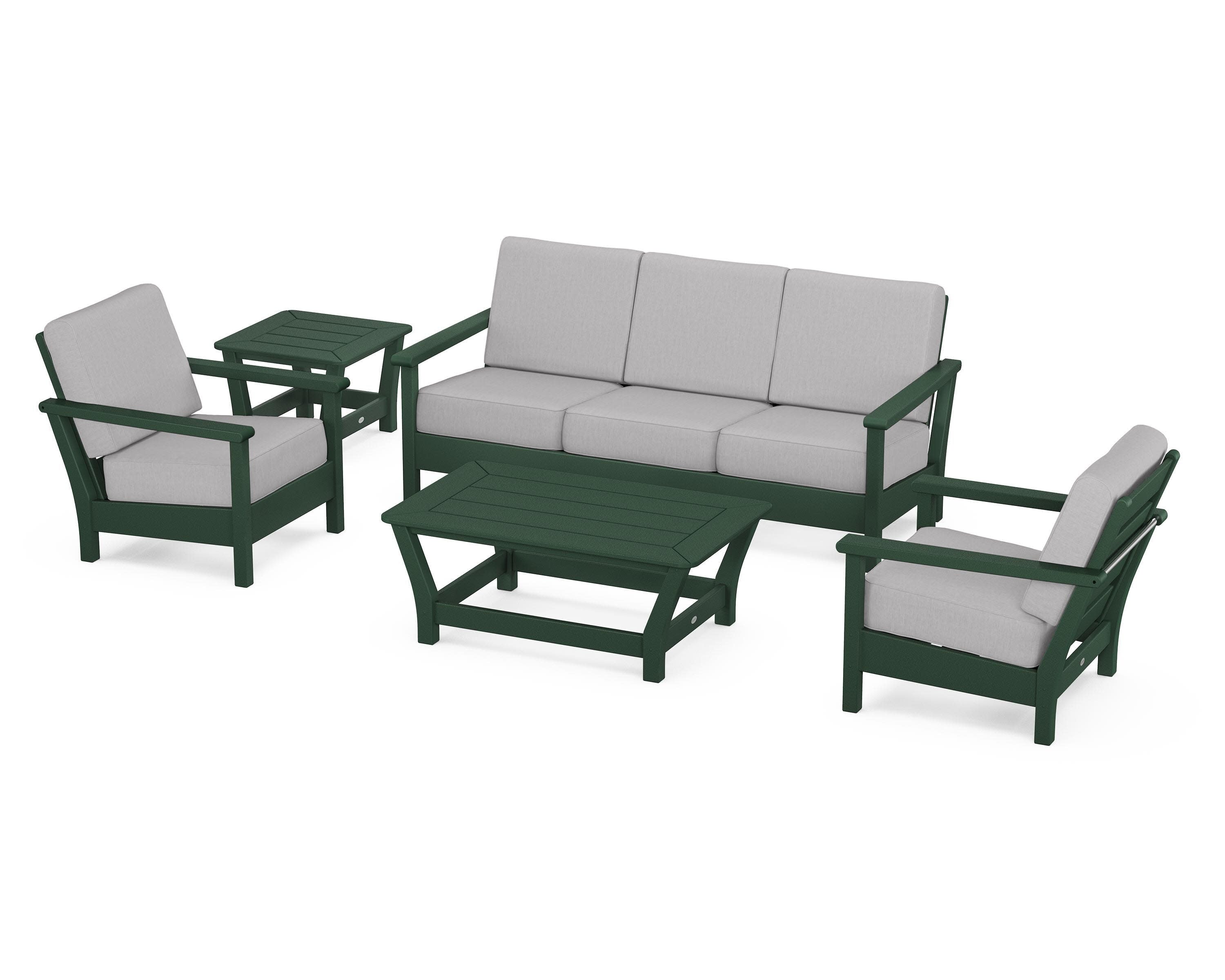 Harbour 5-Piece Deep Seating Set in Green / Granite