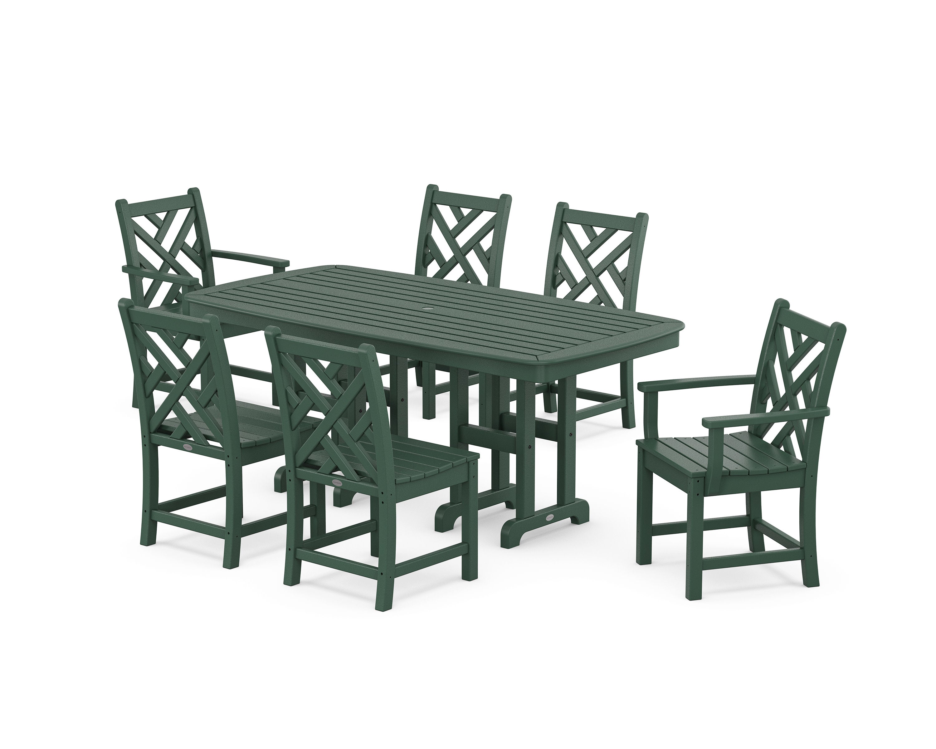 Chippendale 7-Piece Dining Set in Green