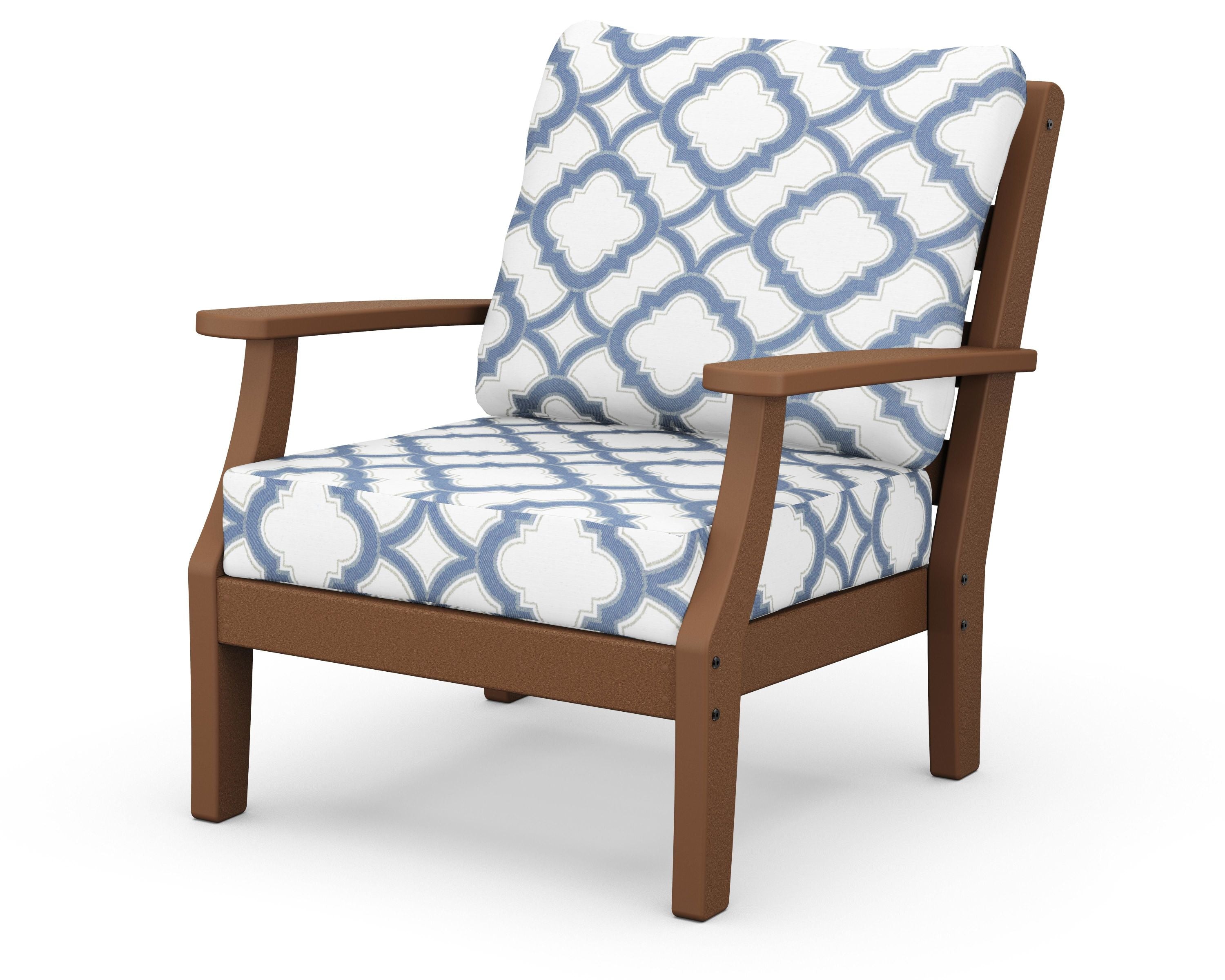 Chesapeake Deep Seating Chair in Teak / Trellis Sky Blue