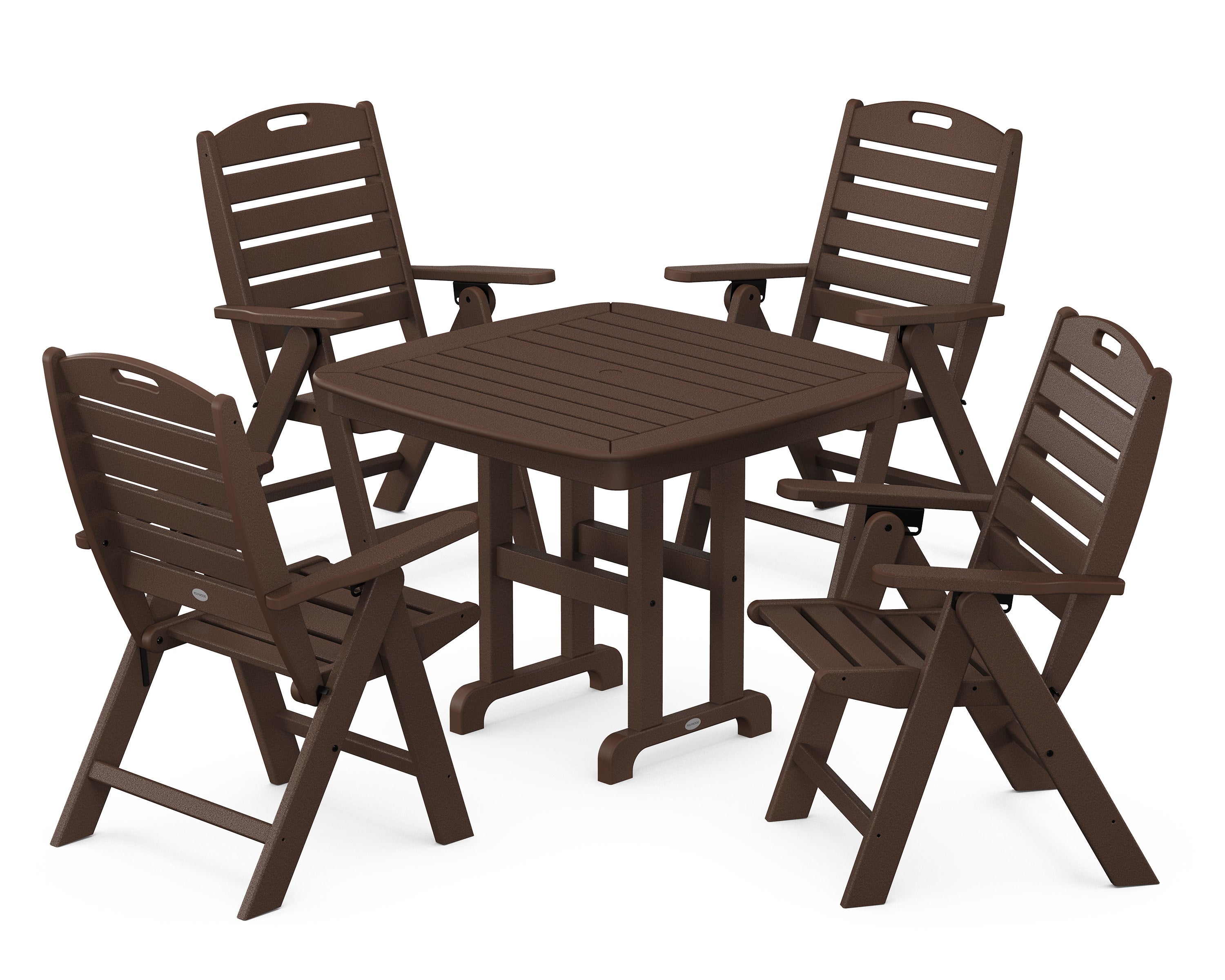 Nautical Folding Highback Chair 5-Piece Dining Set in Mahogany