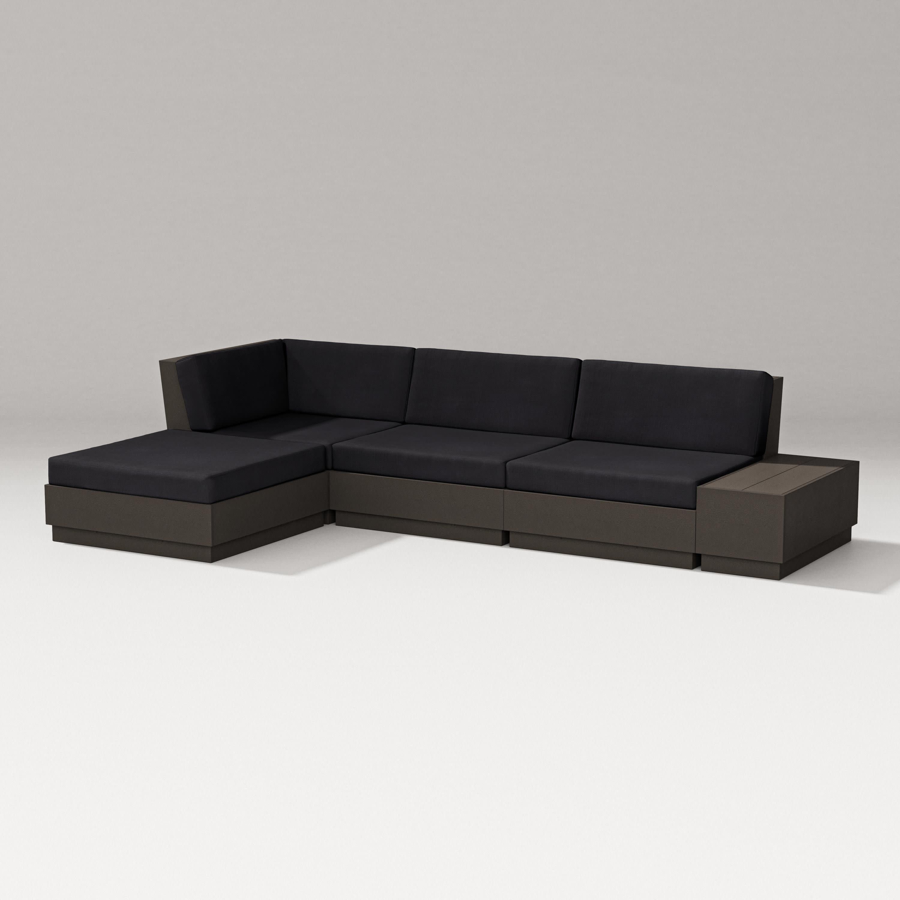Elevate Chaise Sectional in Vintage Coffee / Midnight Linen
