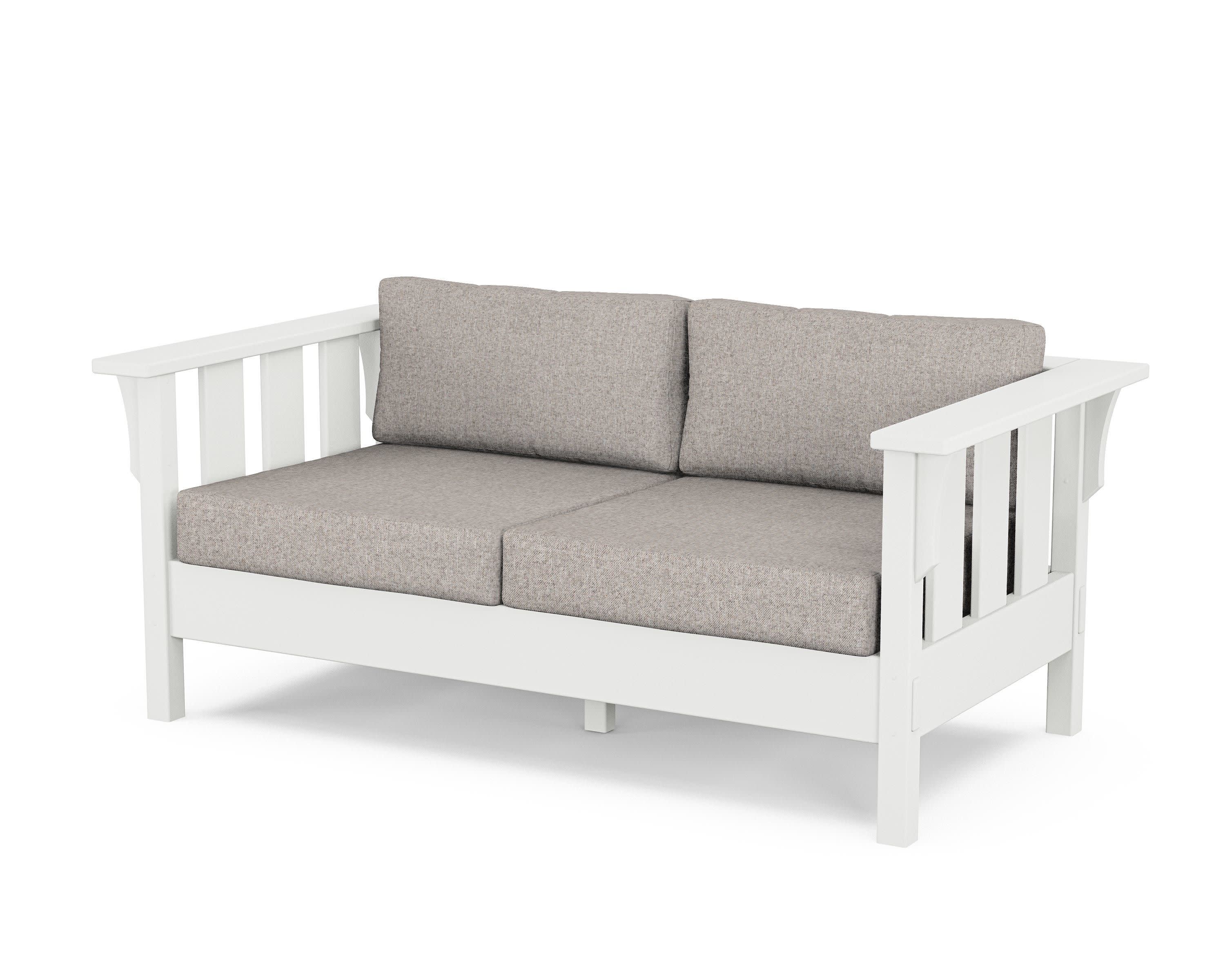 Acadia Deep Seating Loveseat in White / Weathered Tweed