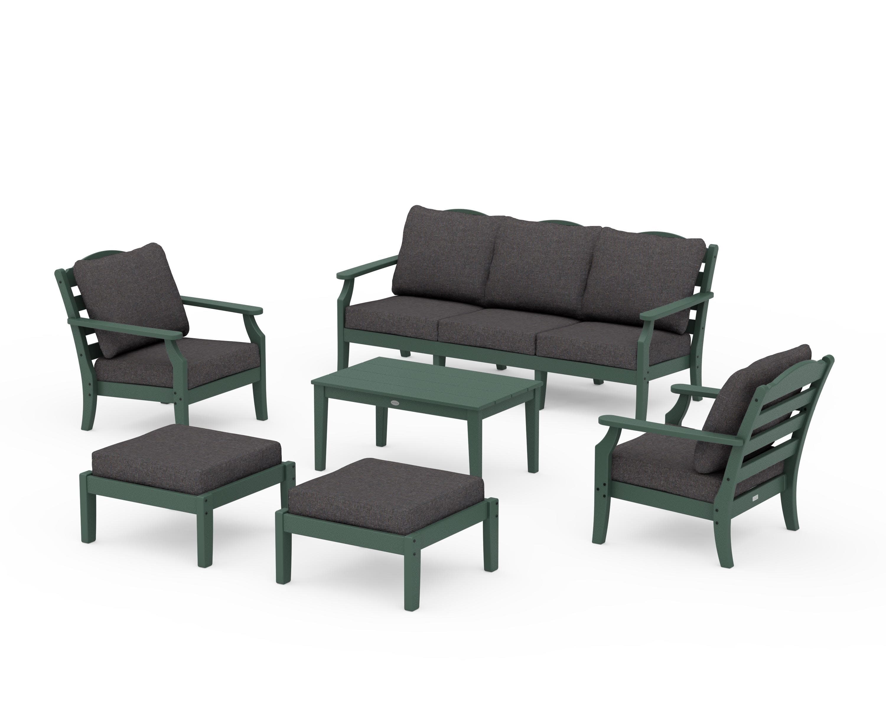 Savannah 6-Piece Lounge Sofa Set in Green / Ash Charcoal
