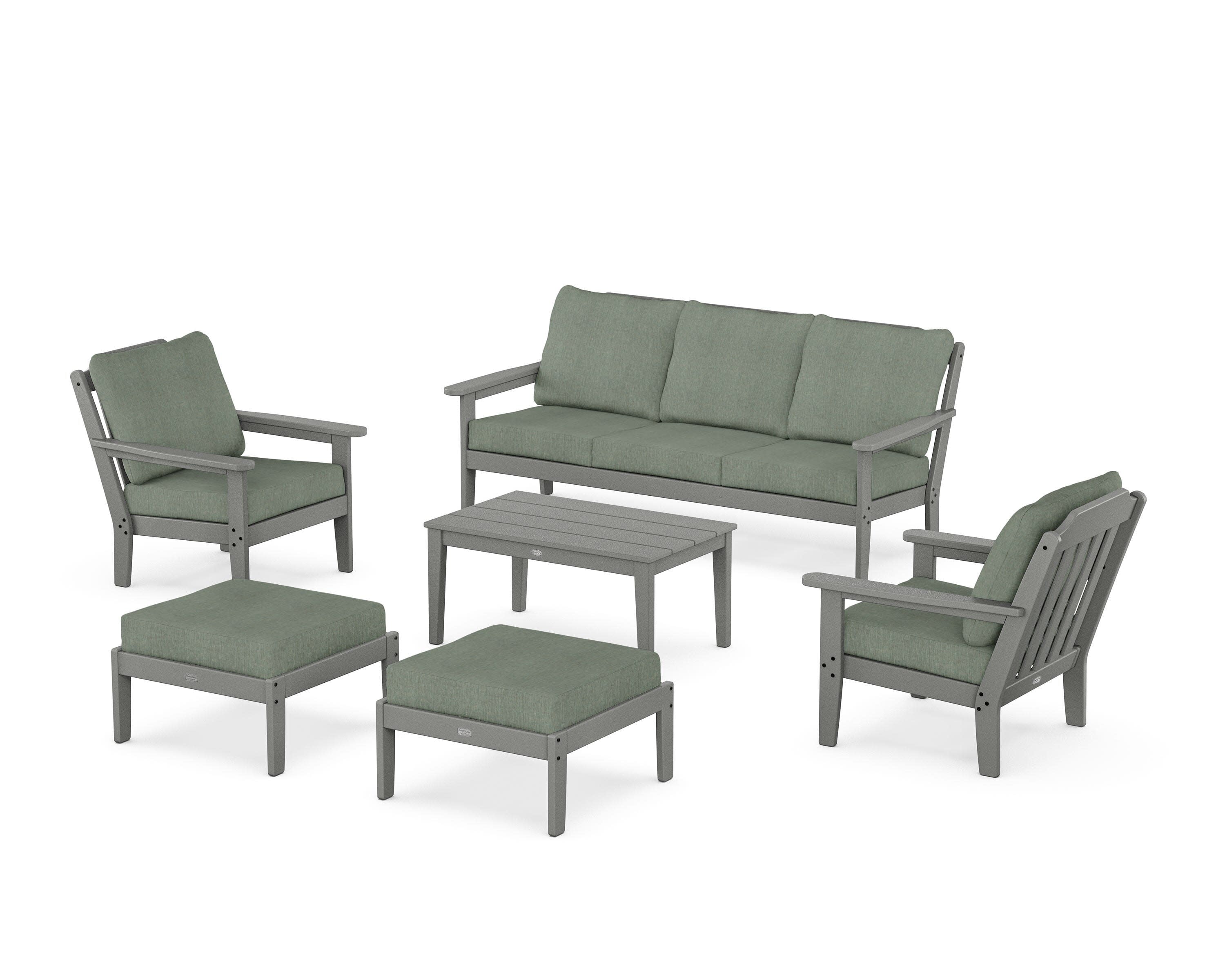 Cottage 6-Piece Lounge Sofa Set in Slate Grey / Cast Sage