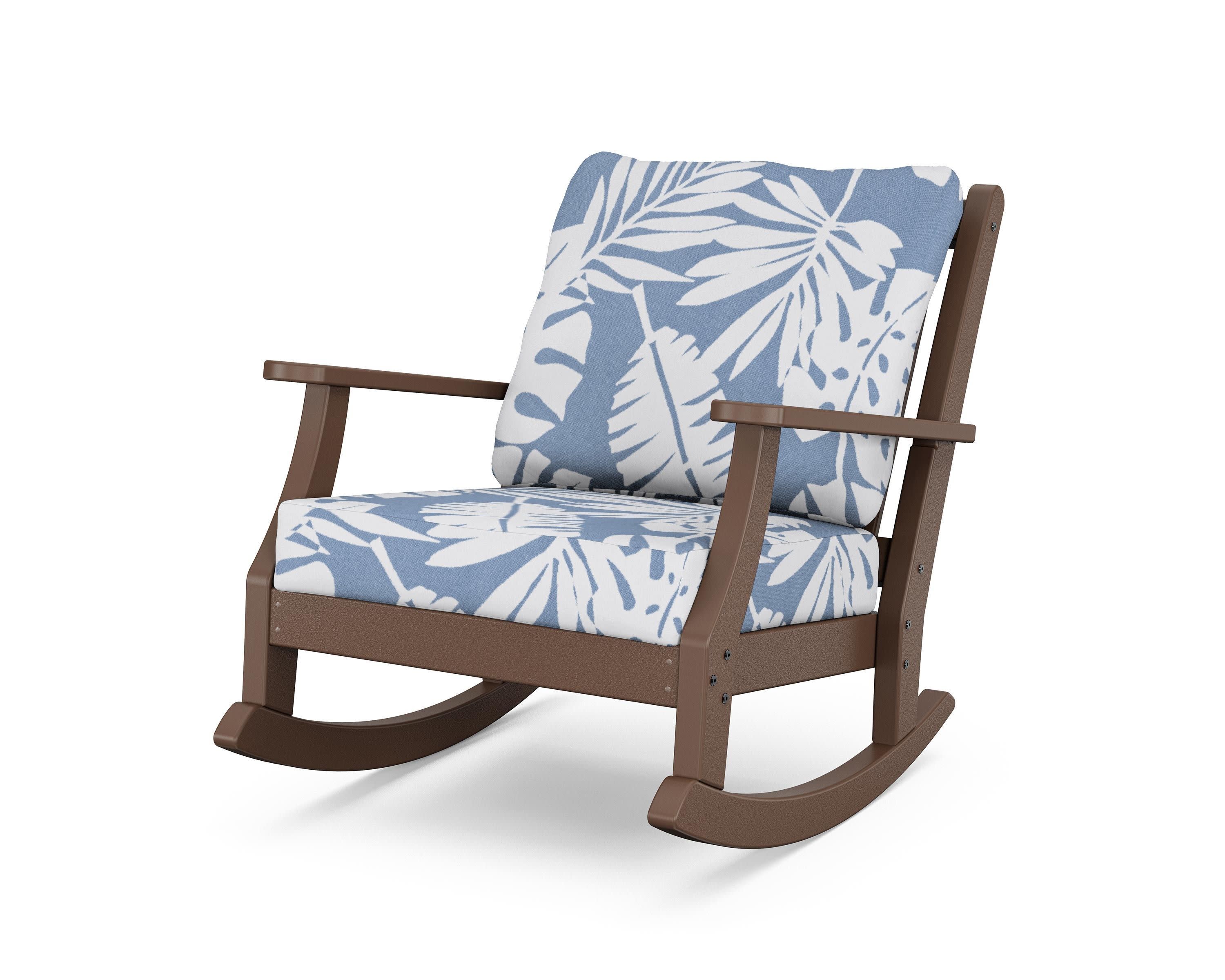Wovendale Deep Seating Rocking Chair in Mahogany / Leaf Sky Blue