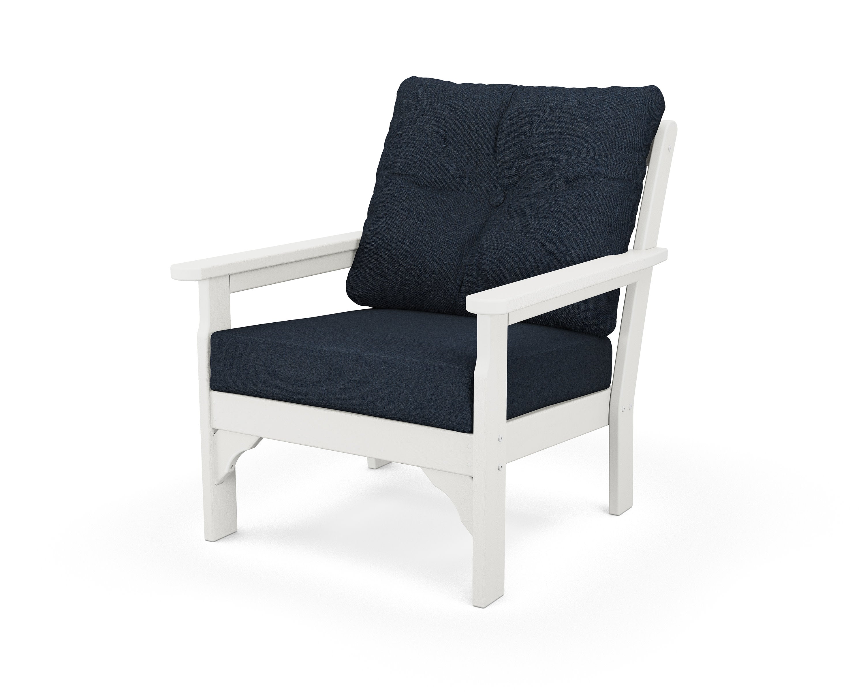 Vineyard Deep Seating Chair in Vintage White / Marine Indigo