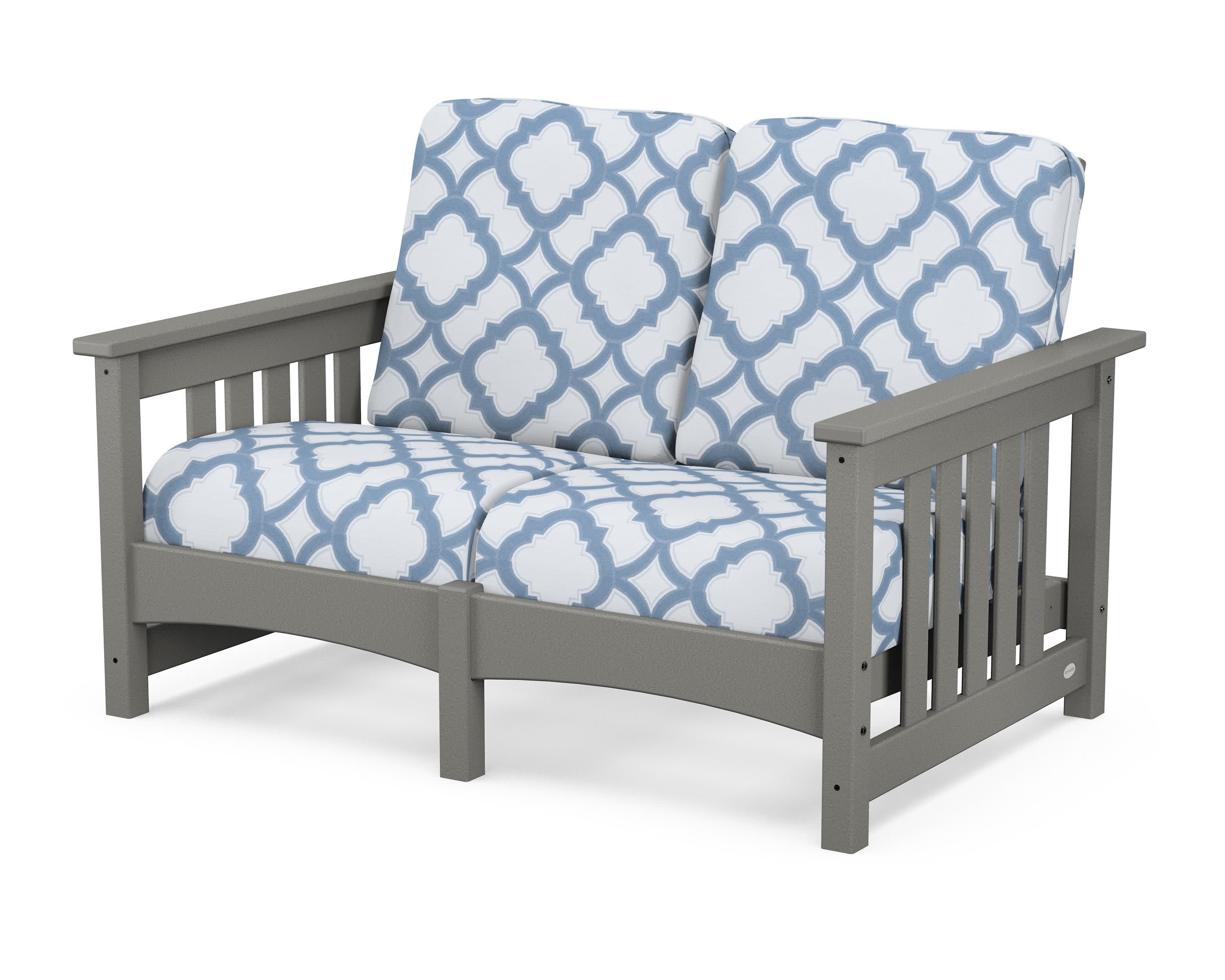 Club Mission Loveseat in Slate Grey / Trellis Sky Blue