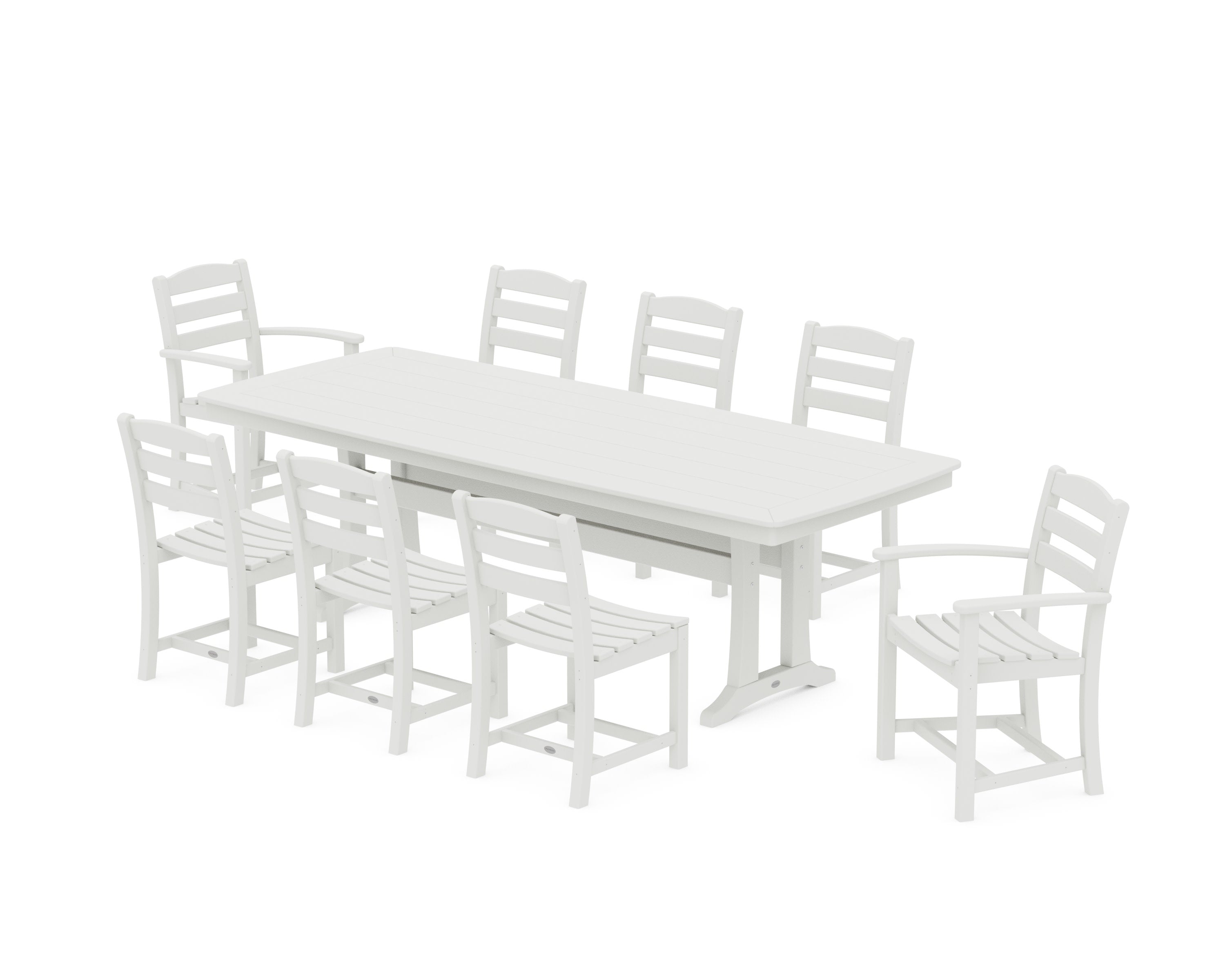 La Casa Caf 9-Piece Dining Set with Trestle Legs in Vintage White