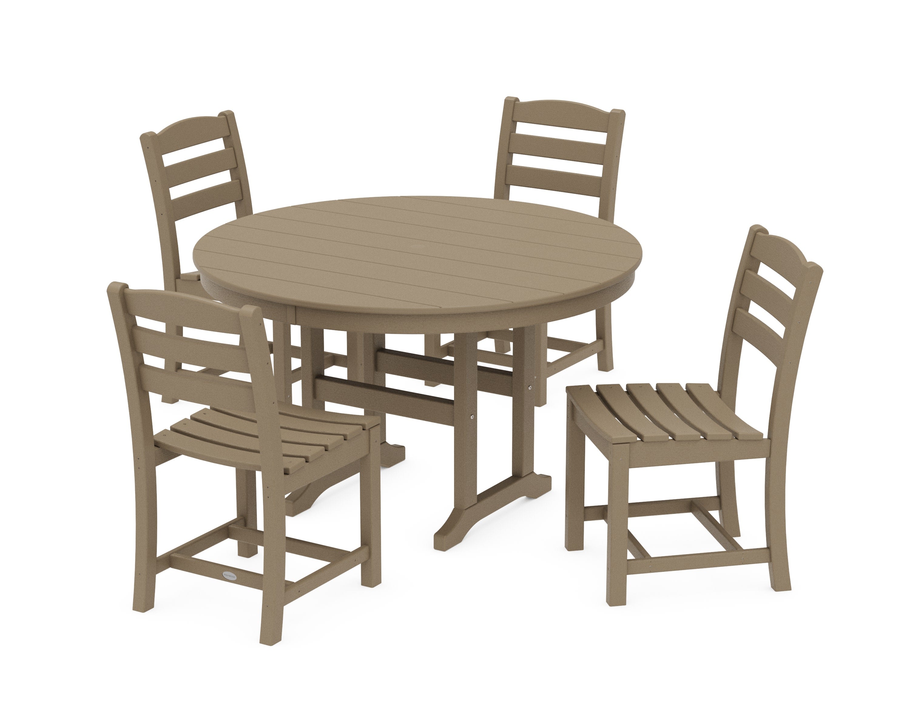 La Casa Caf Side Chair 5-Piece Round Farmhouse Dining Set in Vintage Sahara