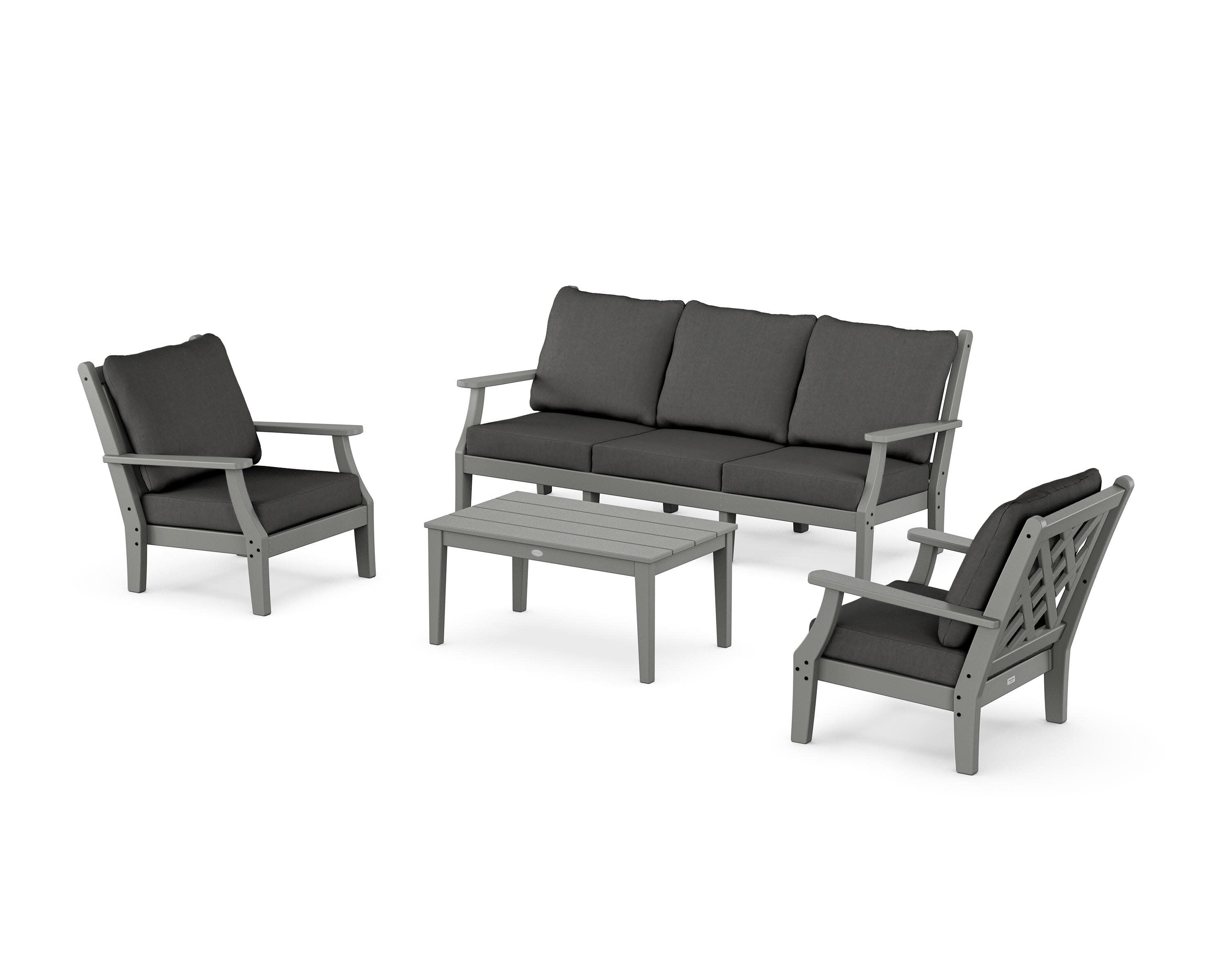 Wovendale 4-Piece Deep Seating Set with Sofa in Slate Grey / Spectrum Carbon