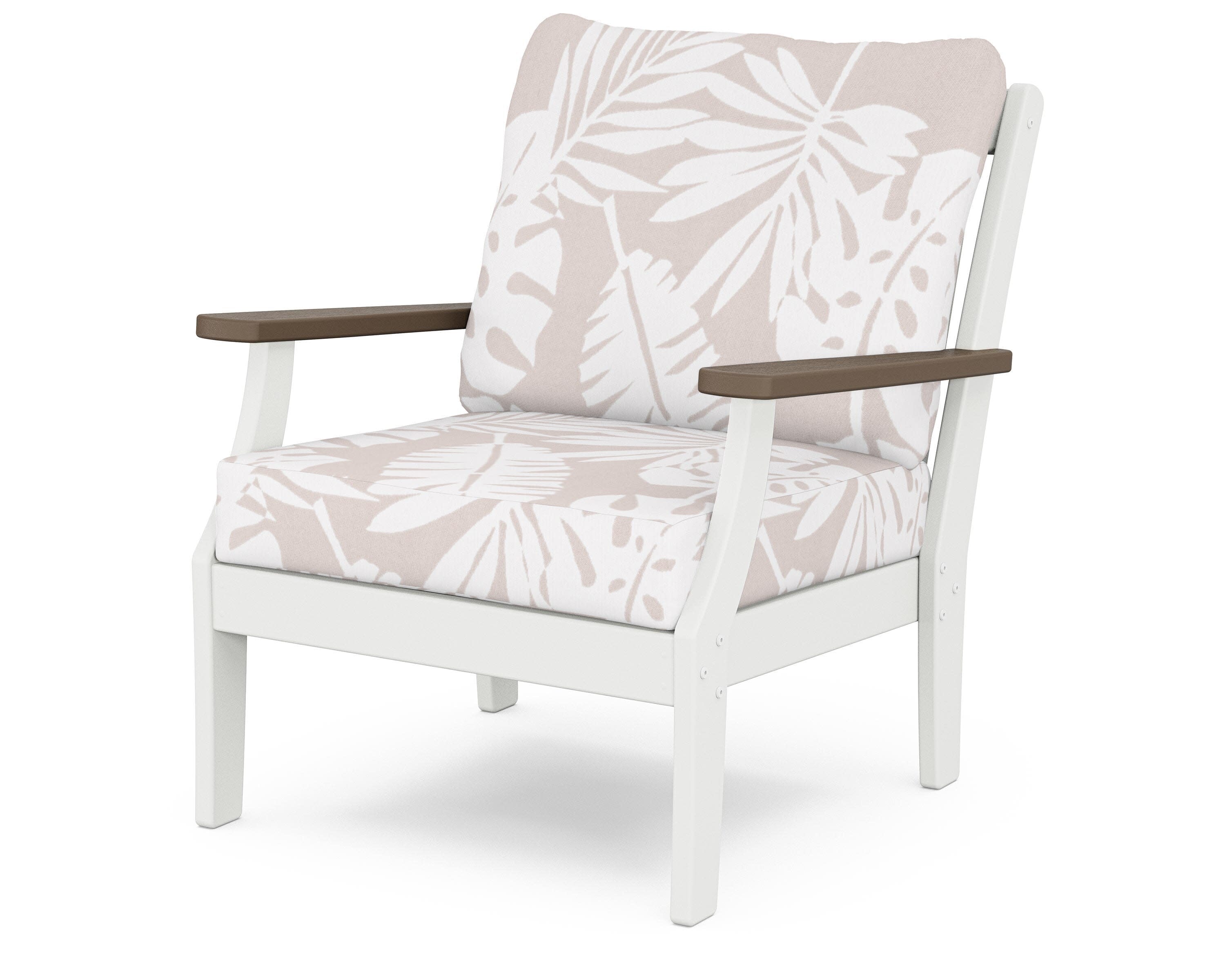Braxton Deep Seating Chair in White / Kona / Leaf Dune Burlap