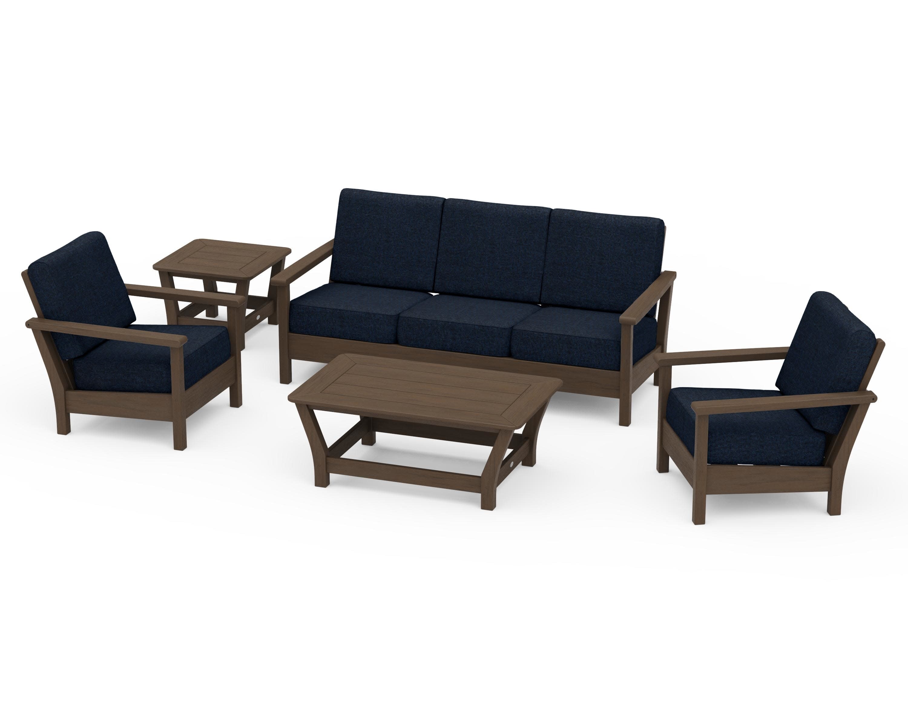 Harbour 5-Piece Deep Seating Set in Kona / Marine Indigo