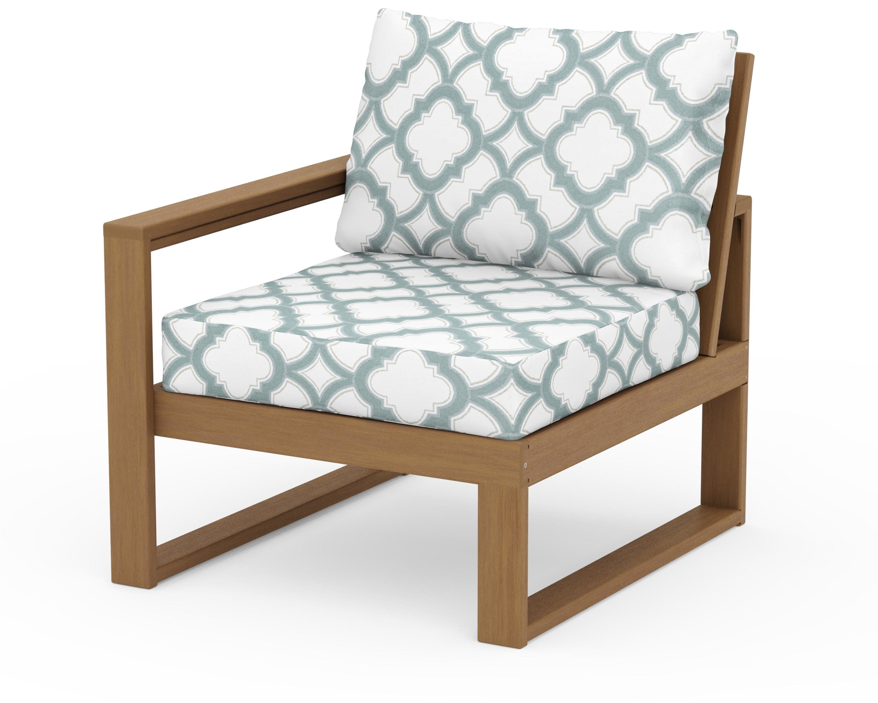 EDGE Modular Left Arm Chair in Natural / Trellis Glacier Spa