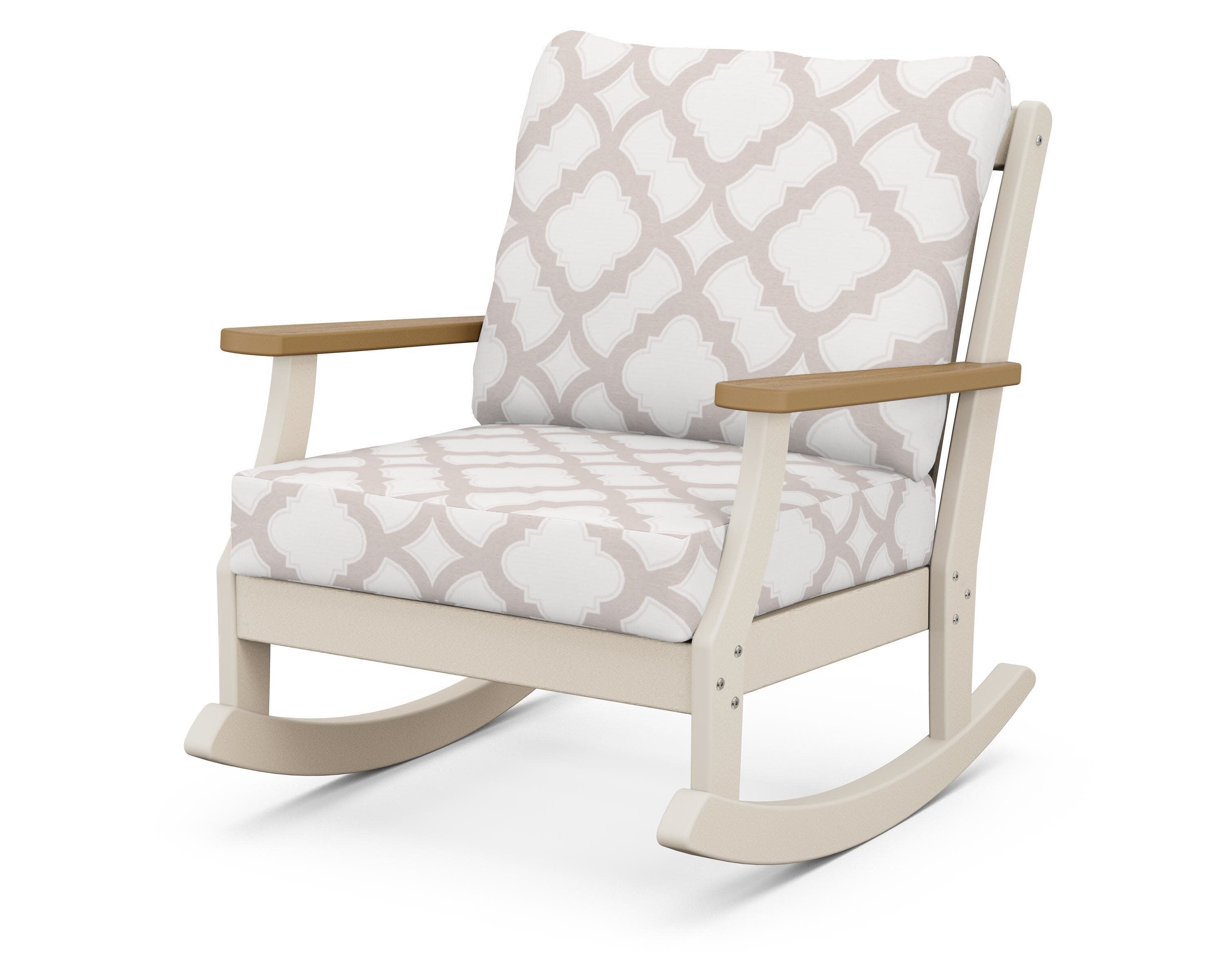 Braxton Deep Seating Rocking Chair in Sand / Natural / Trellis Dune Burlap