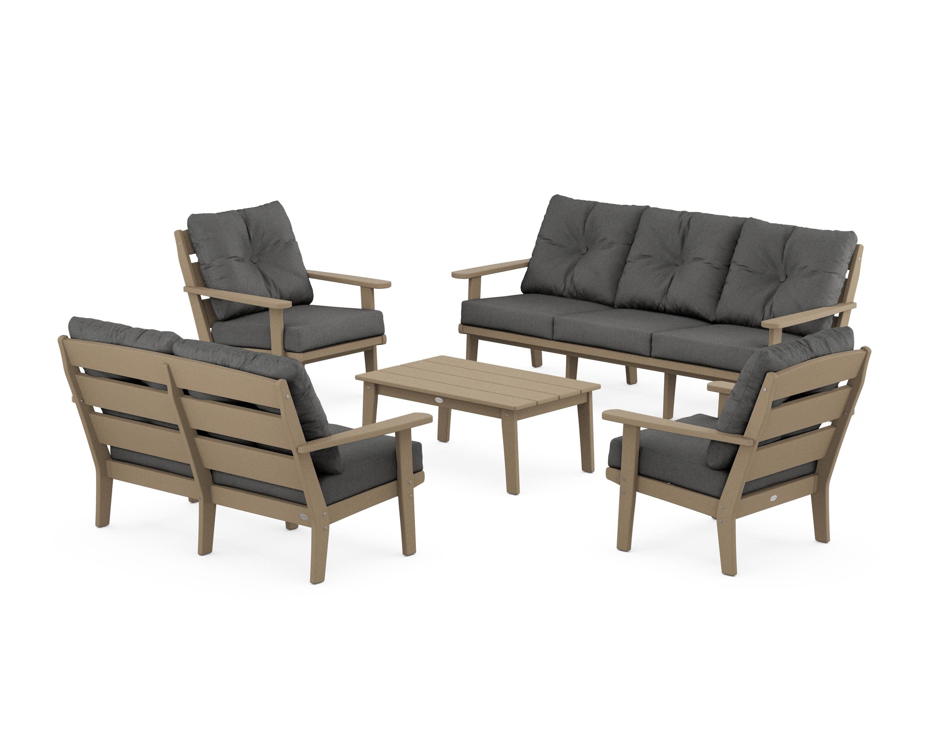 Lakeside 5-Piece Lounge Sofa Set in Vintage Sahara / Spectrum Carbon