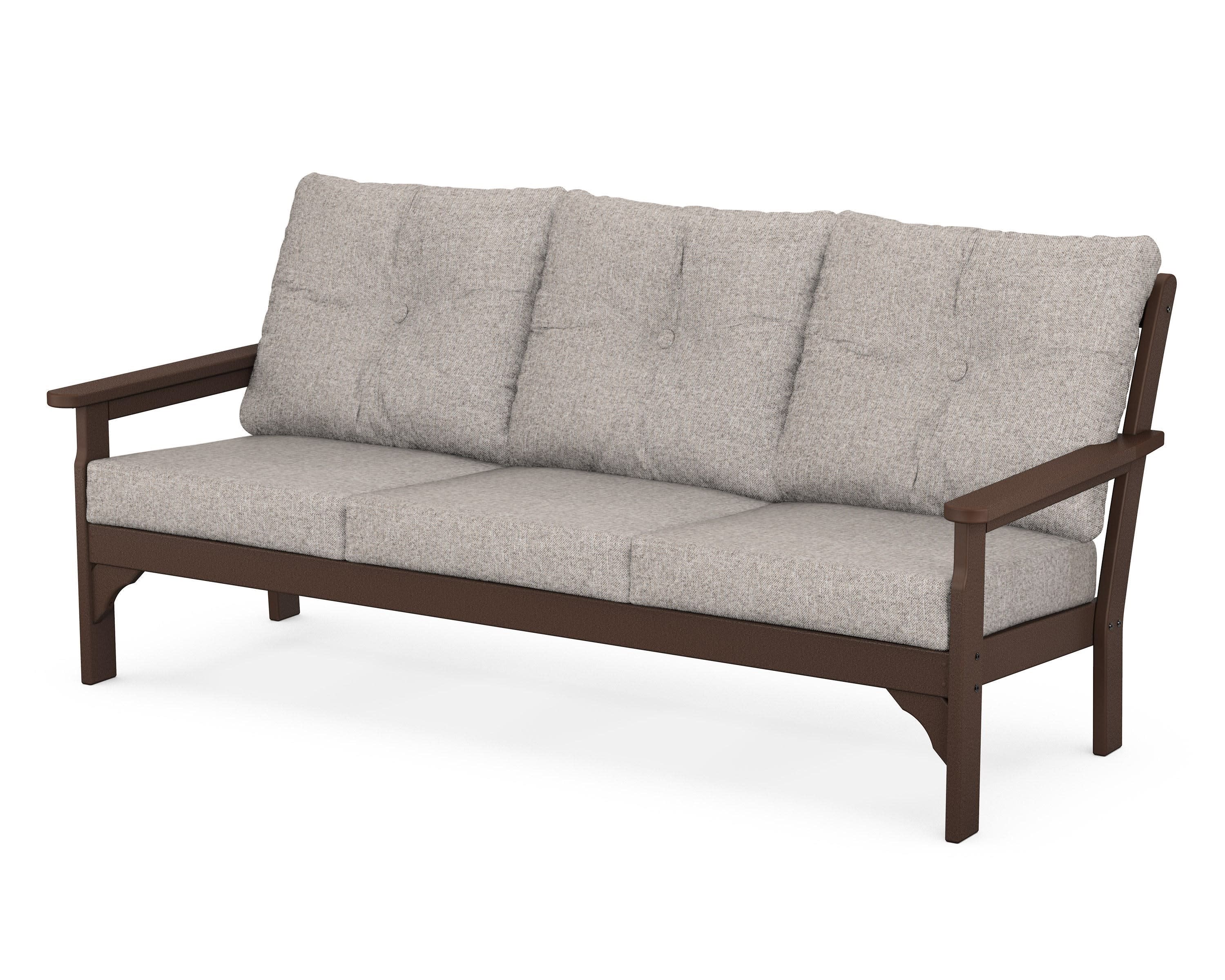 Vineyard Deep Seating Sofa in Mahogany / Weathered Tweed
