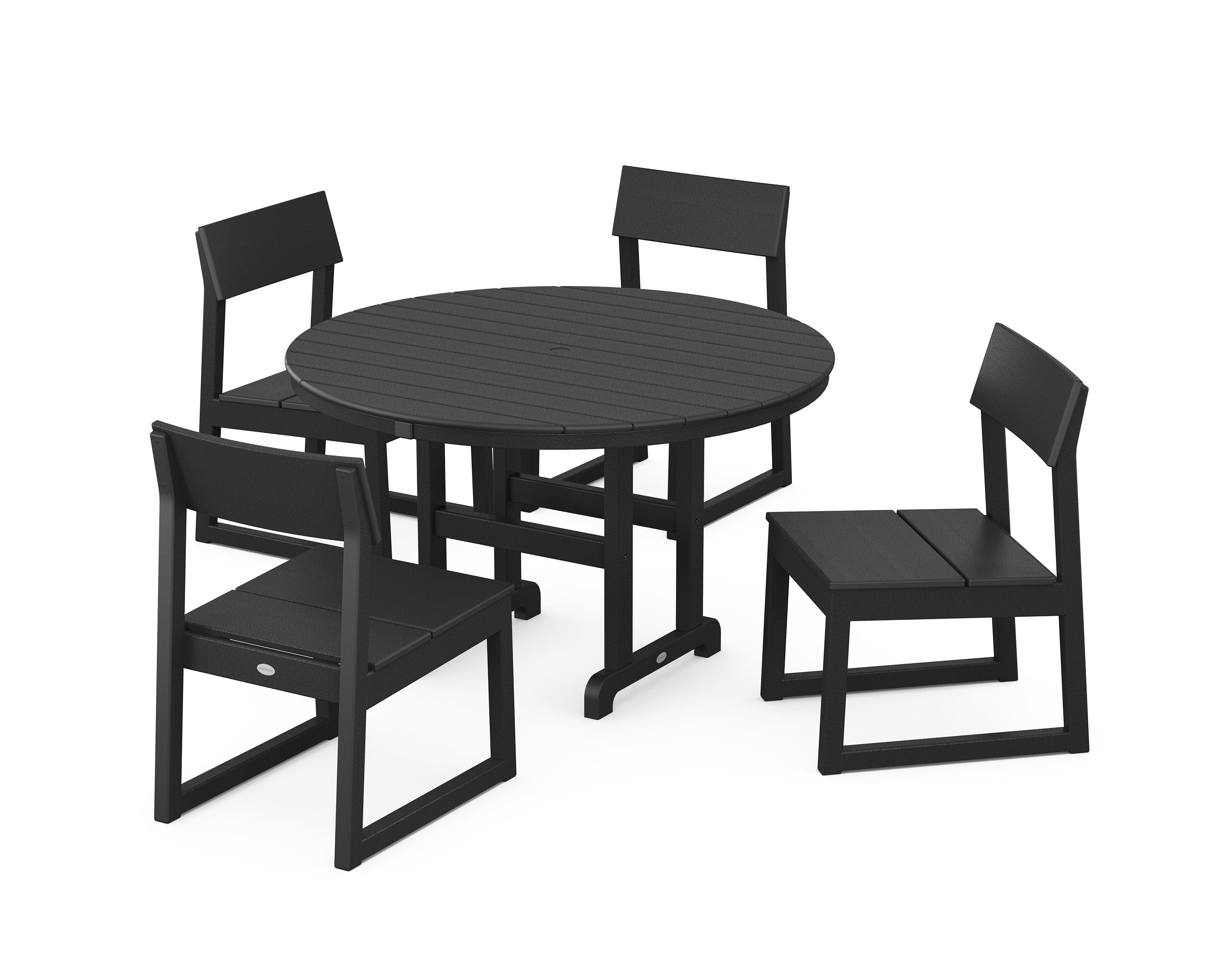 EDGE Side Chair 5-Piece Round Farmhouse Dining Set in Black