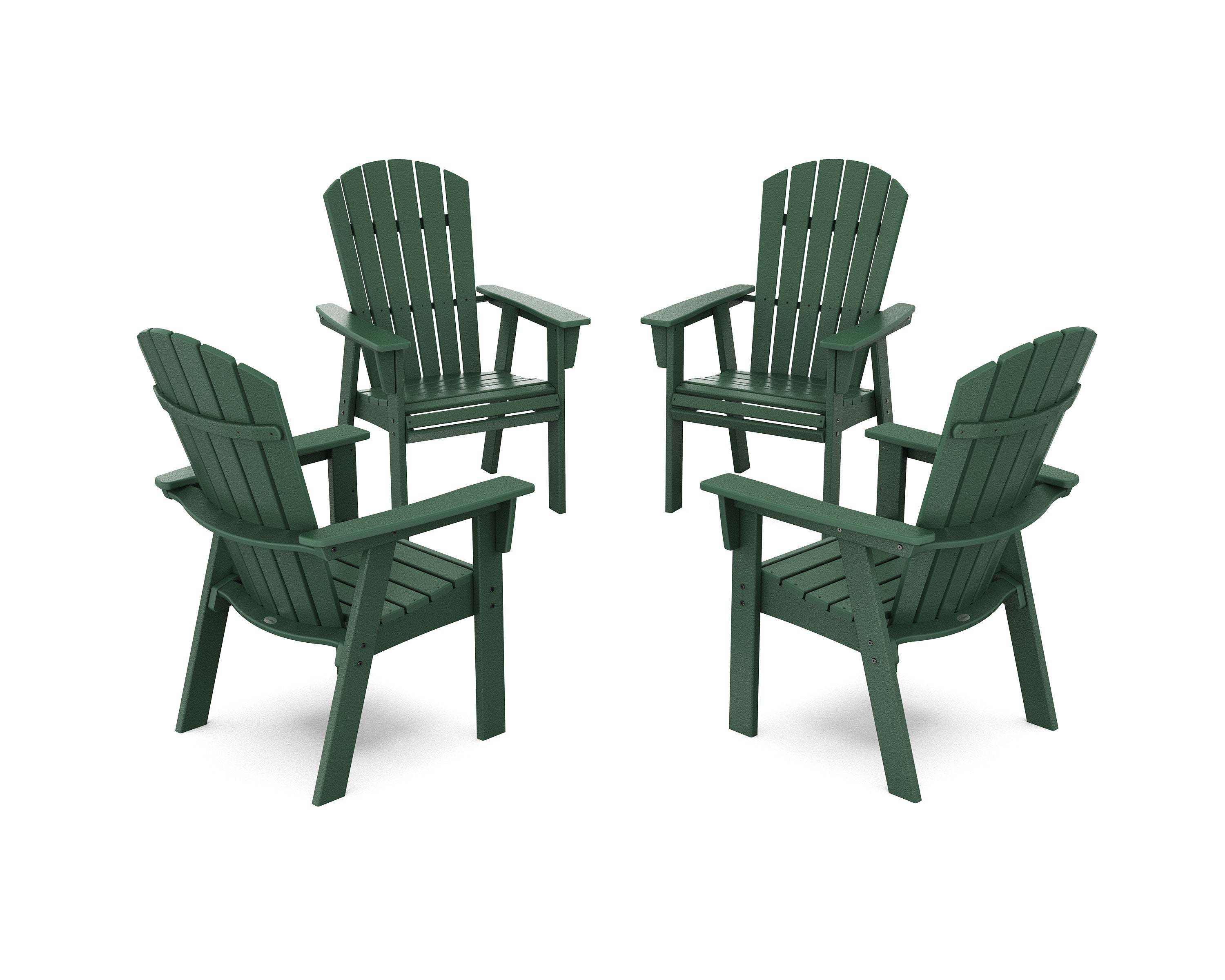 Nautical 4-Piece Curveback Upright Adirondack Conversation Set in Green