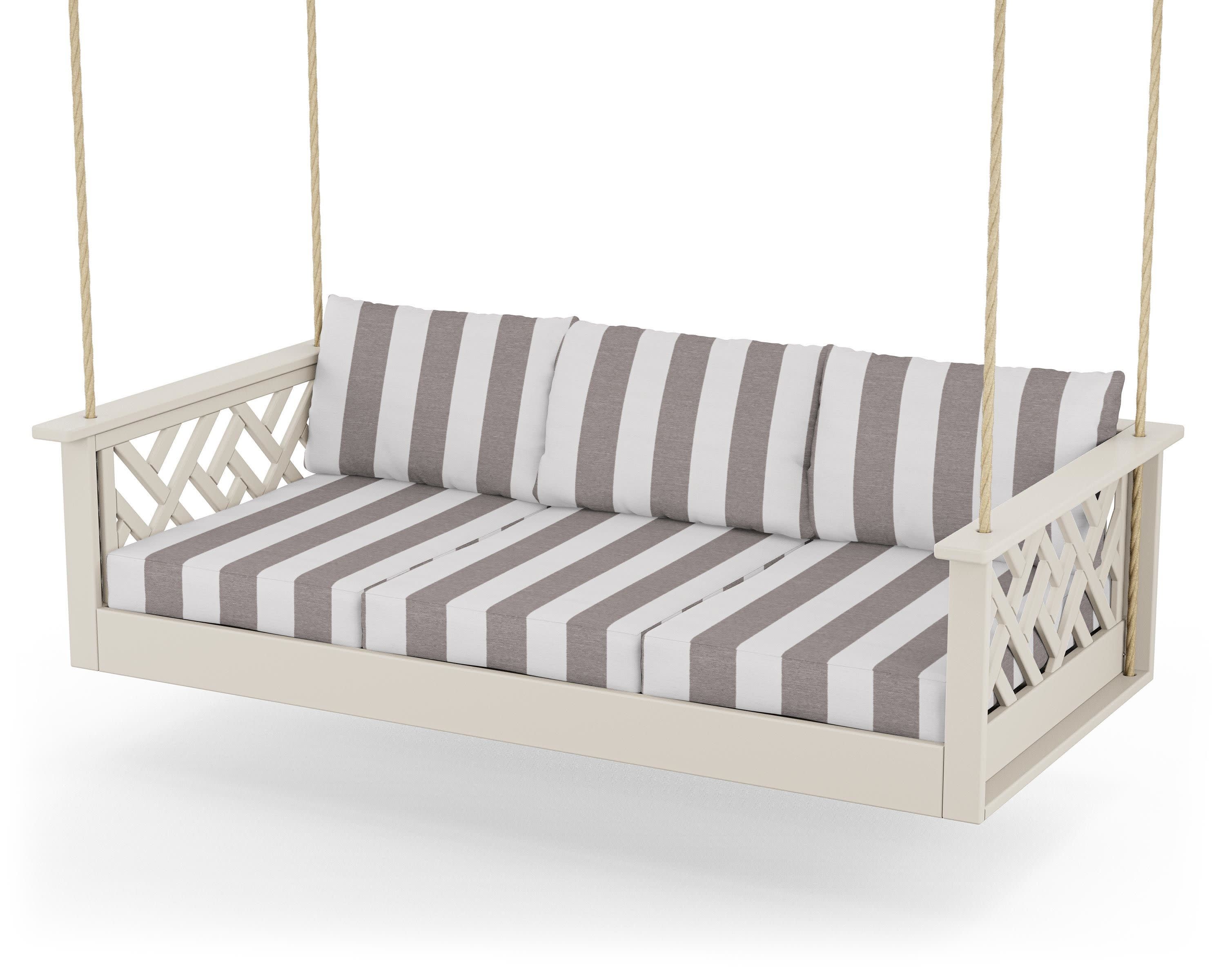 Chippendale Daybed Swing in Sand / Cabana Stripe Grey Mist