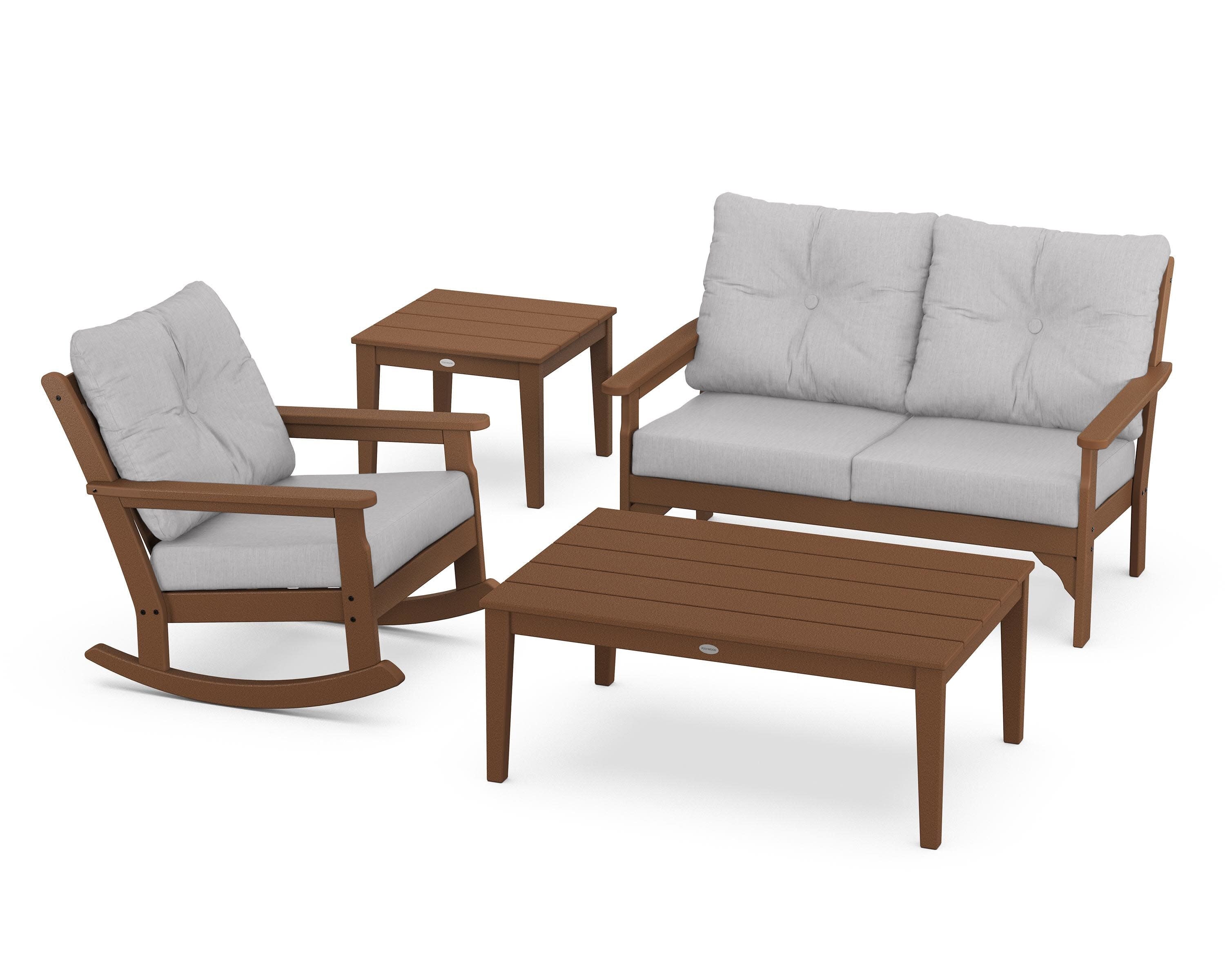 Vineyard 4-Piece Deep Seating Rocker Set in Teak / Granite