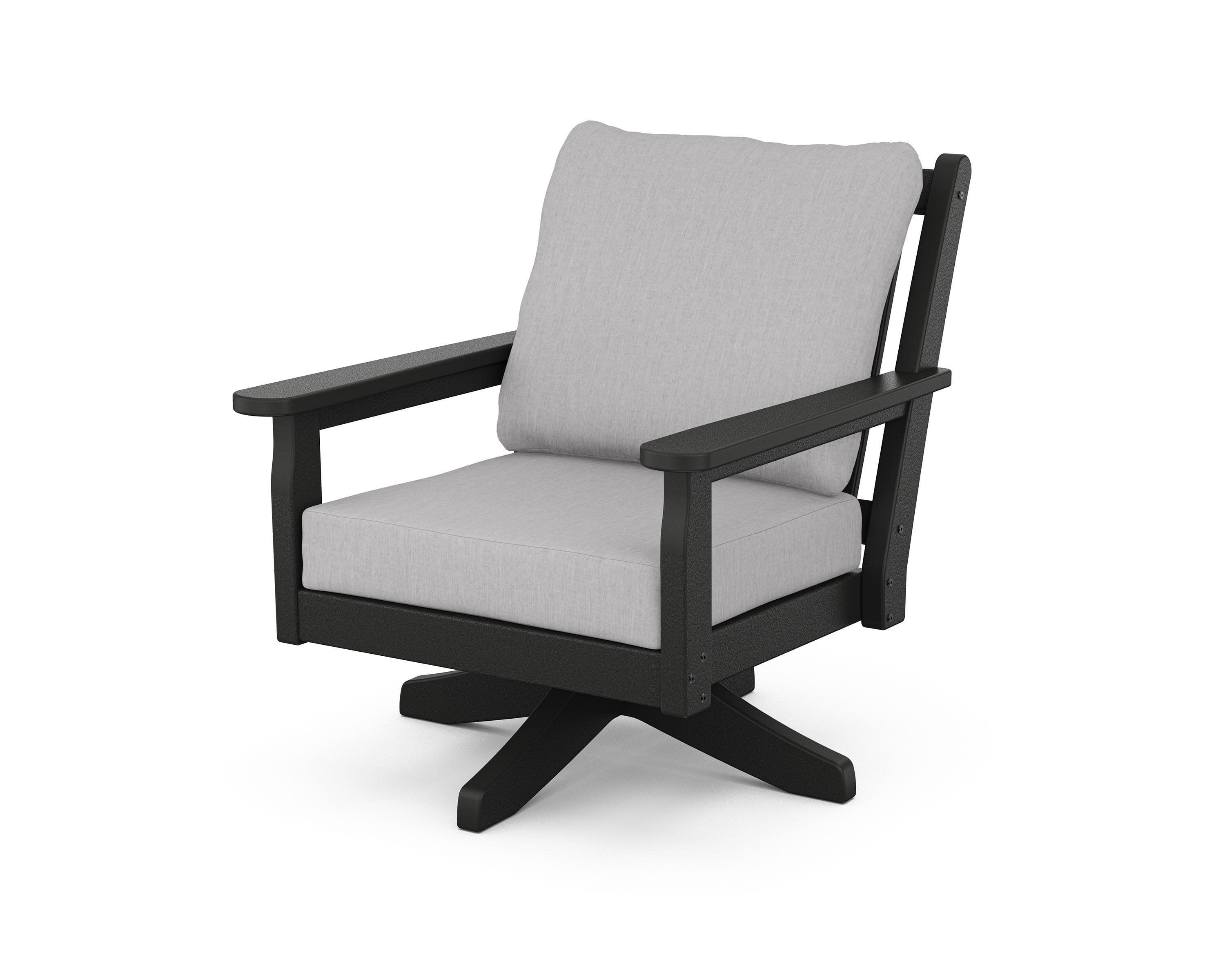 Chippendale Deep Seating Swivel Chair in Black / Granite