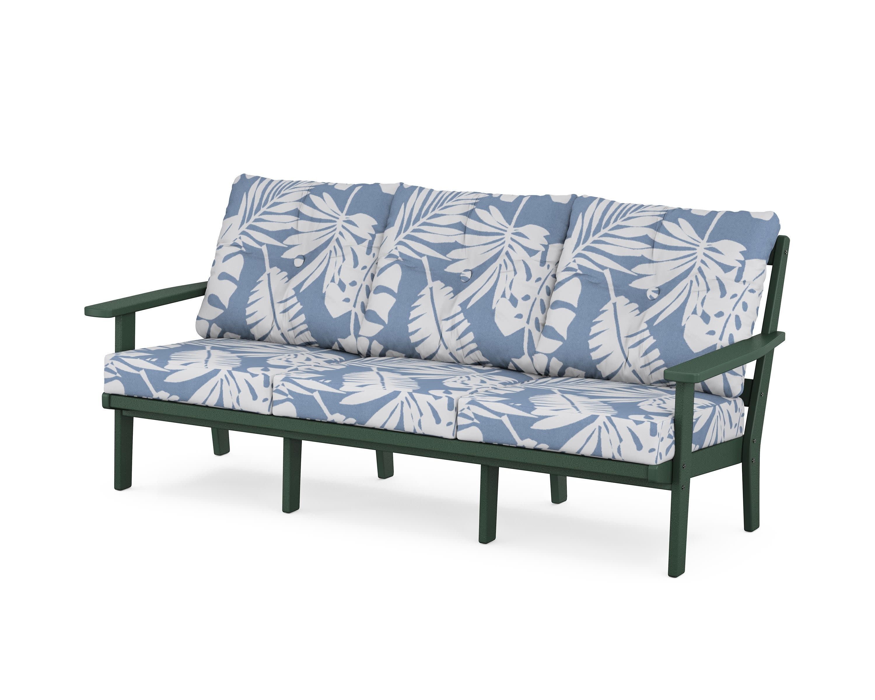 Oxford Deep Seating Sofa in Green / Leaf Sky Blue