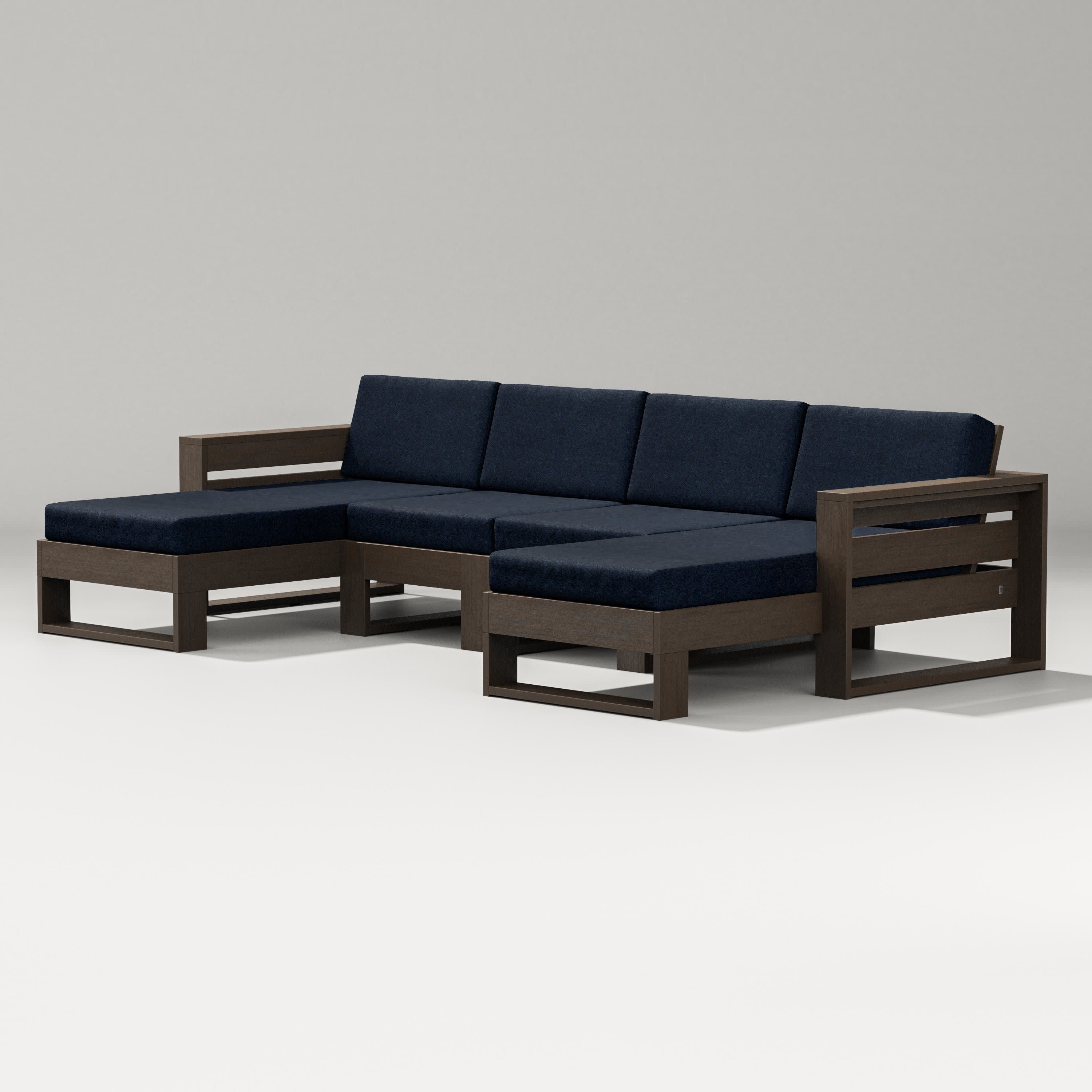 Latitude Double Chaise Sectional in Kona / Marine Indigo