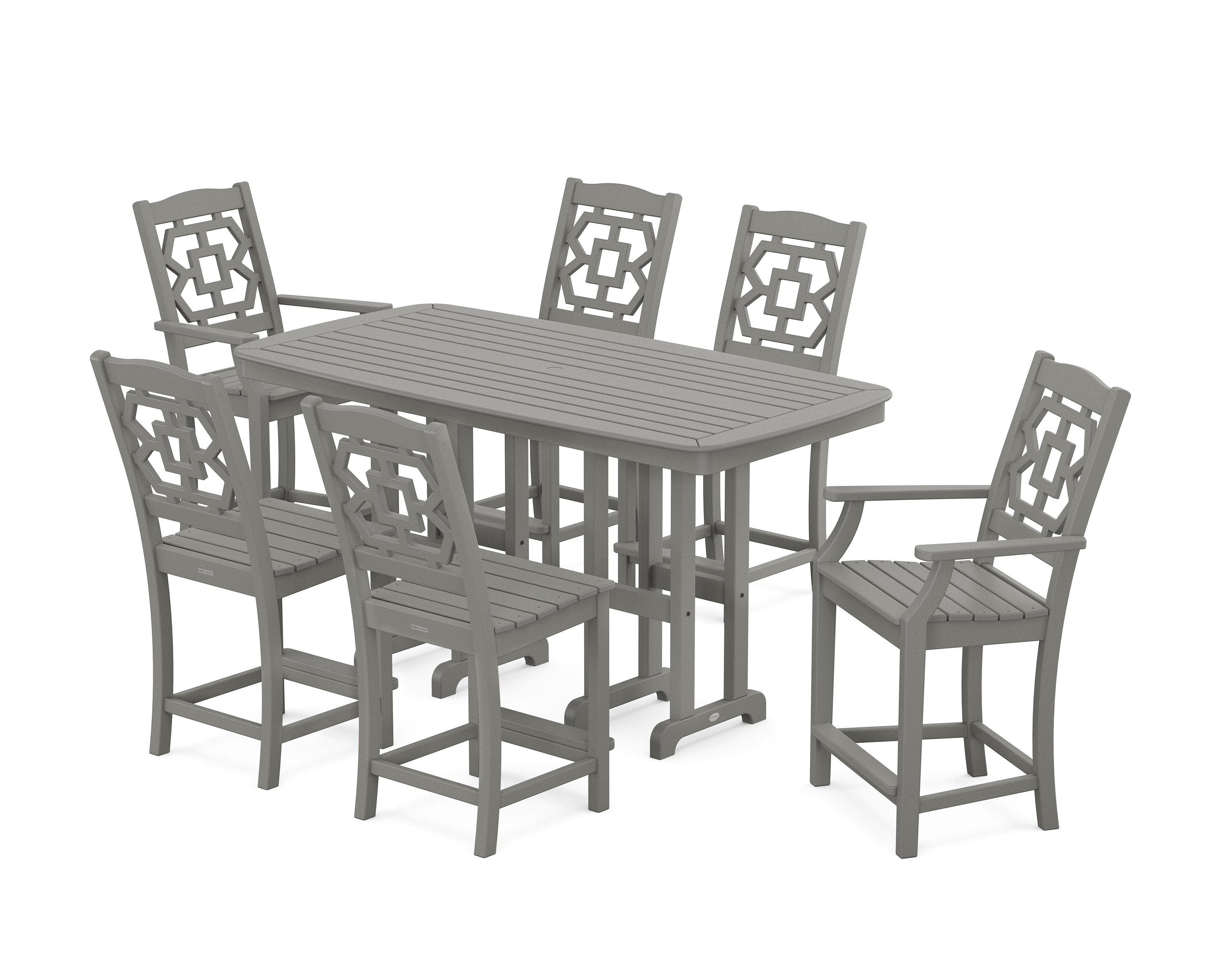 Chinoiserie 7-Piece Counter Set in Slate Grey