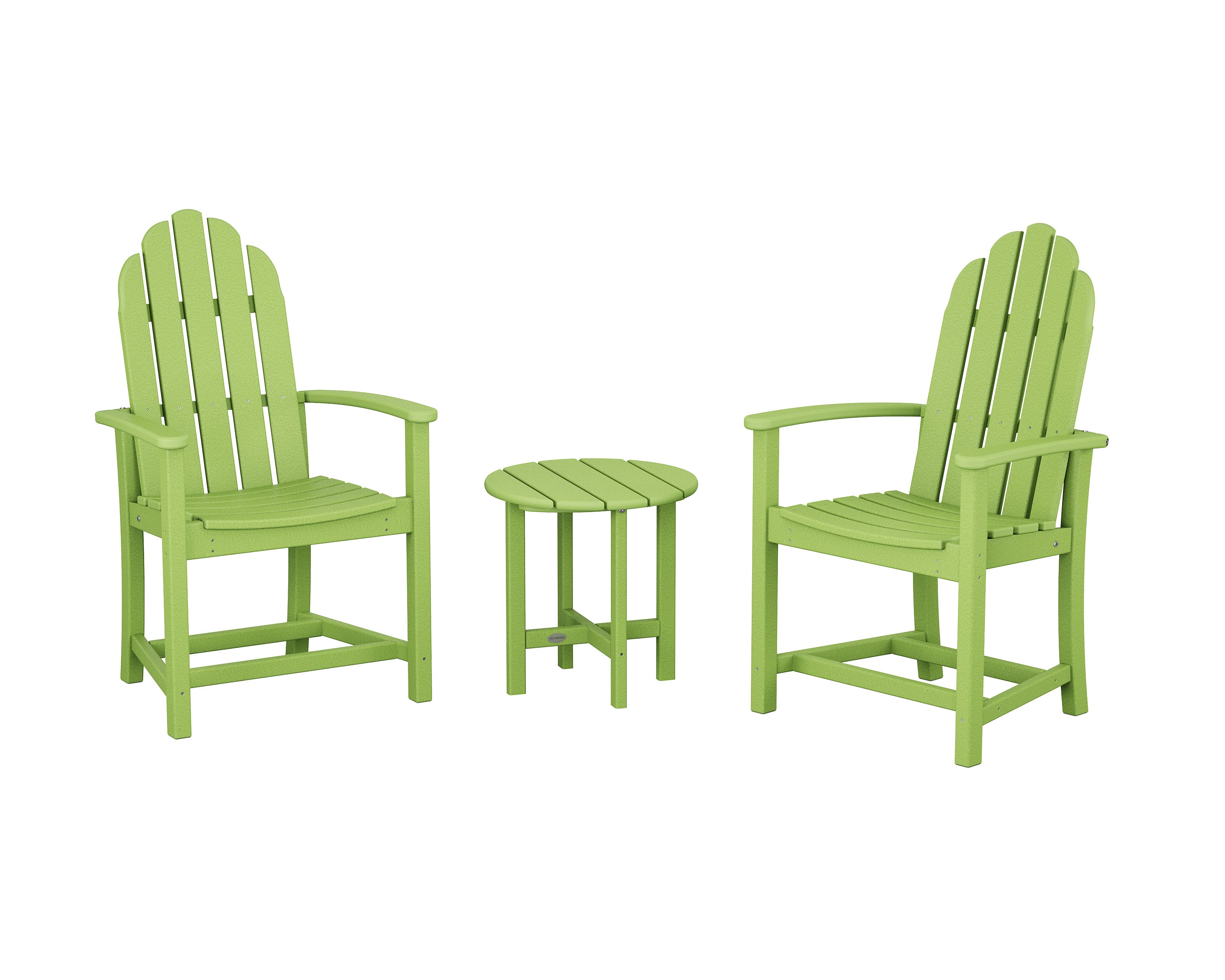 Classic 3-Piece Upright Adirondack Chair Set in Lime