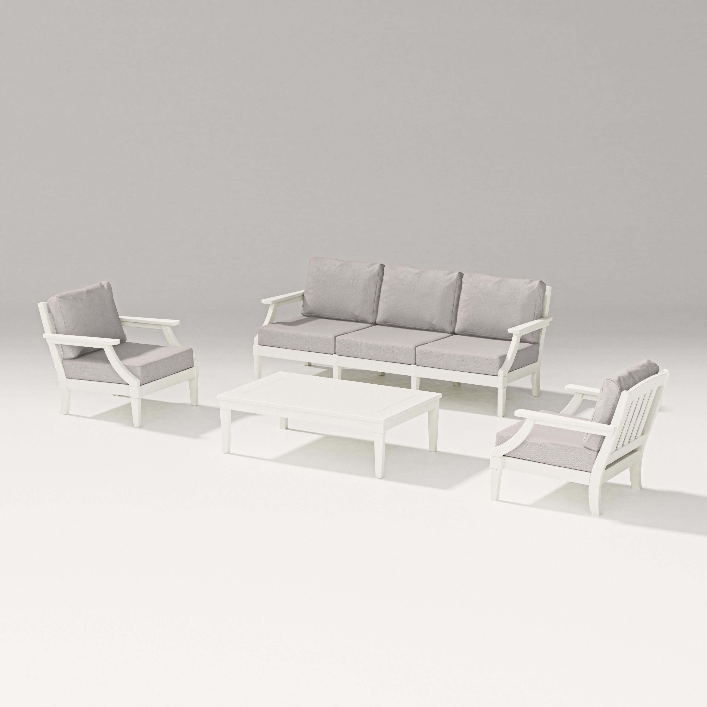 Estate 4-Piece Lounge Sofa Set in Vintage White / Dune Burlap
