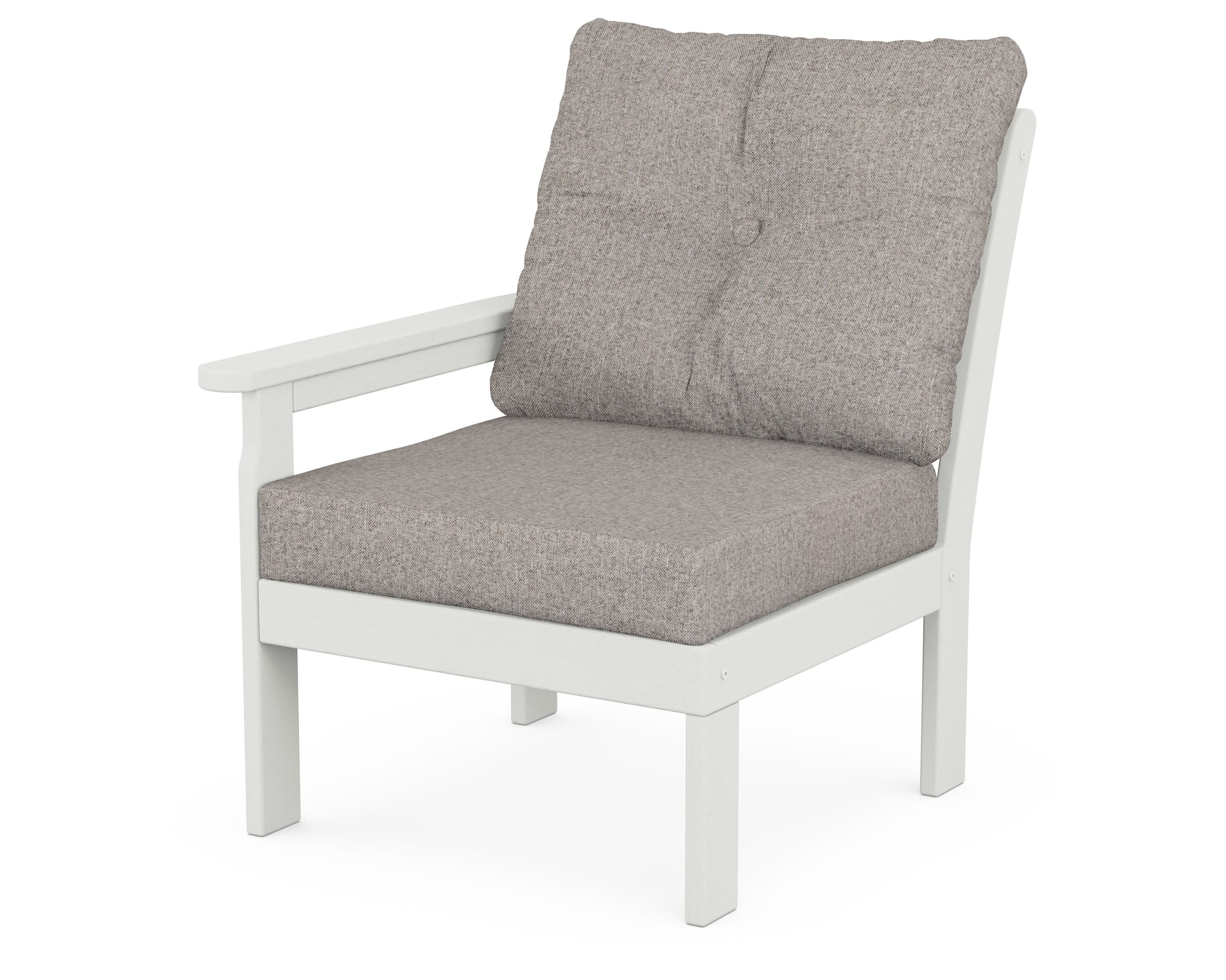 Vineyard Modular Left Arm Chair in Vintage White / Weathered Tweed