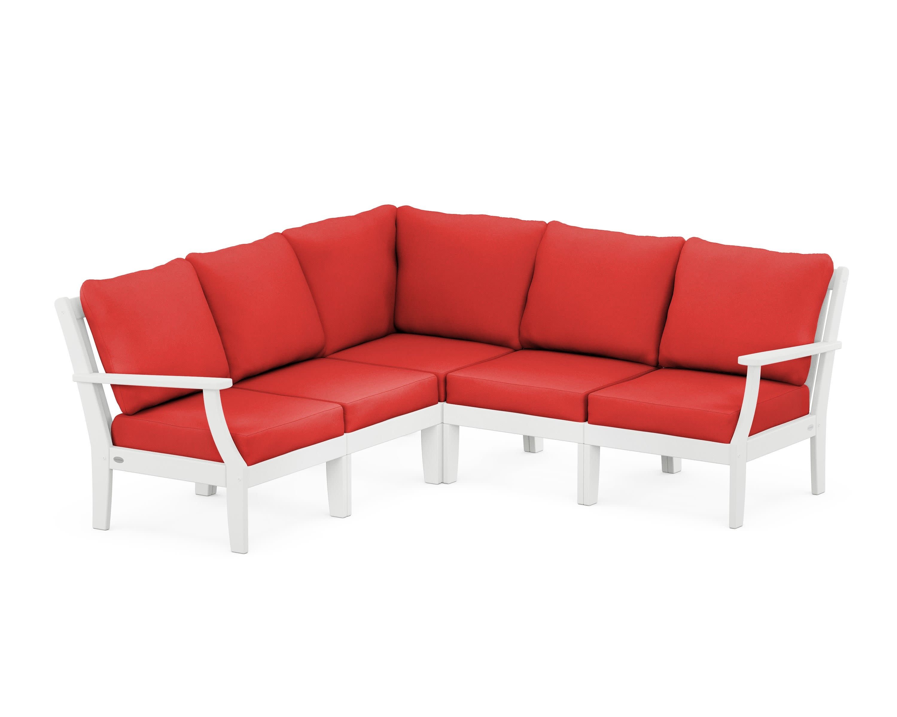 Braxton Modular 5-Piece Deep Seating Set in White / Crimson Linen