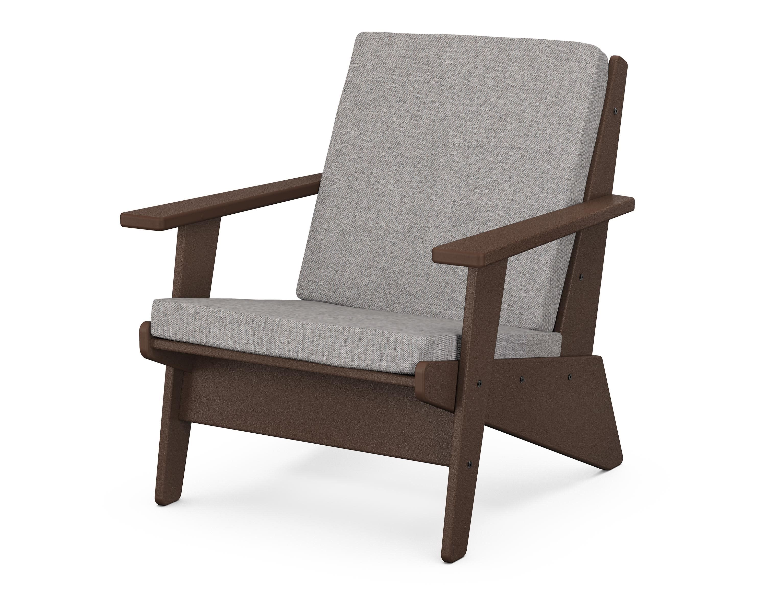 Riviera Modern Lounge Chair in Mahogany / Grey Mist