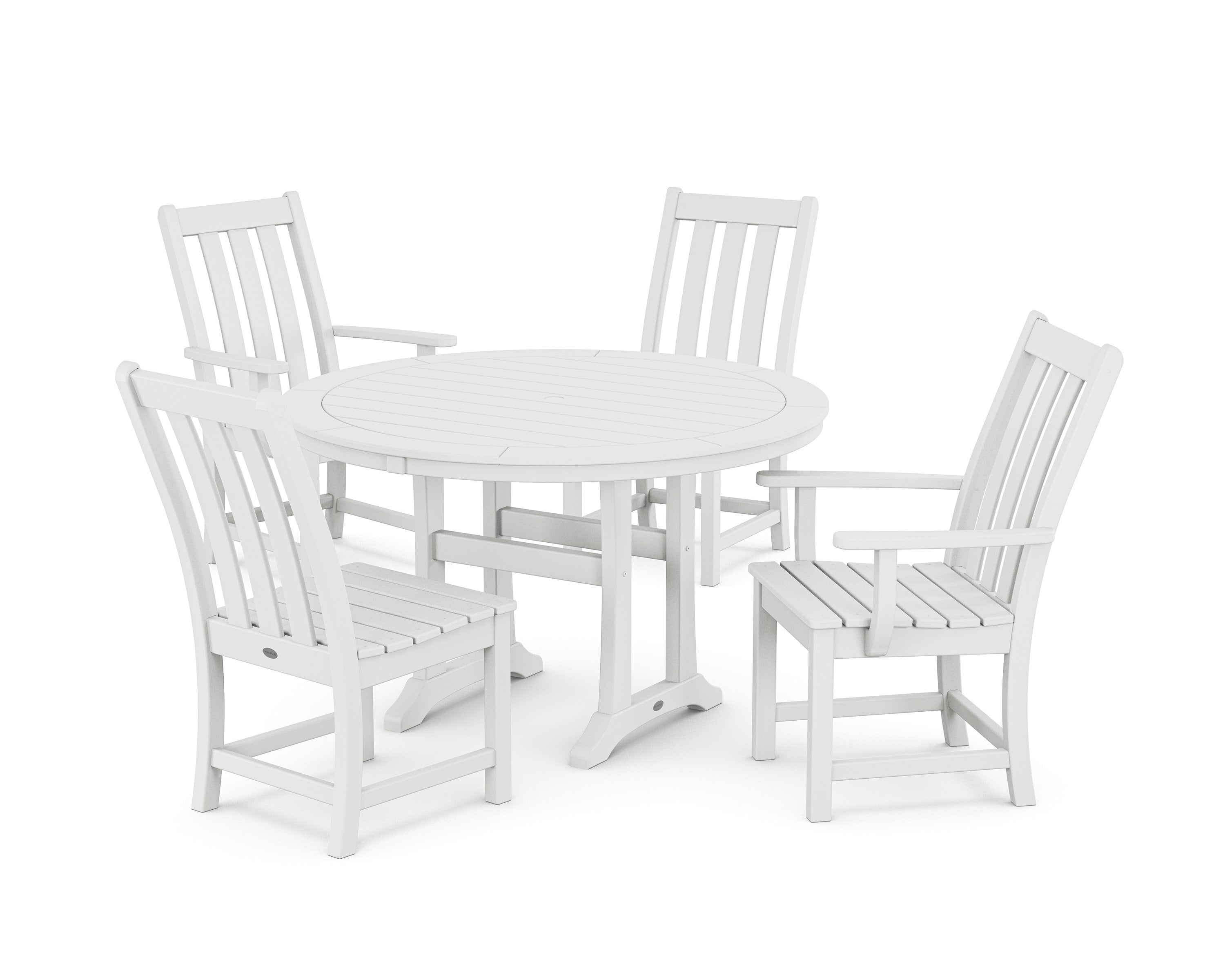 Vineyard 5-Piece Nautical Trestle Dining Set in White