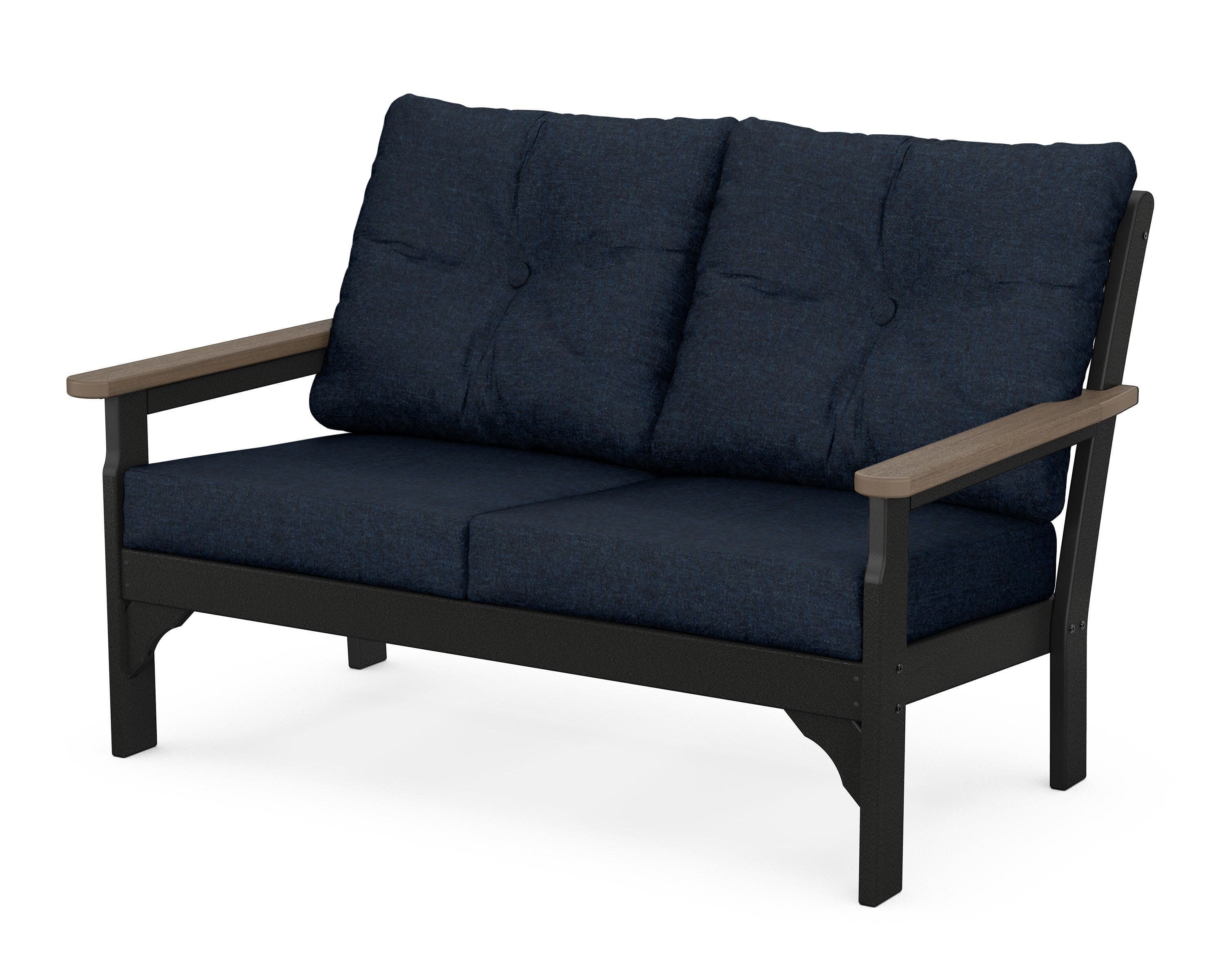 Vineyard Deep Seating Loveseat in Black / Kona / Marine Indigo
