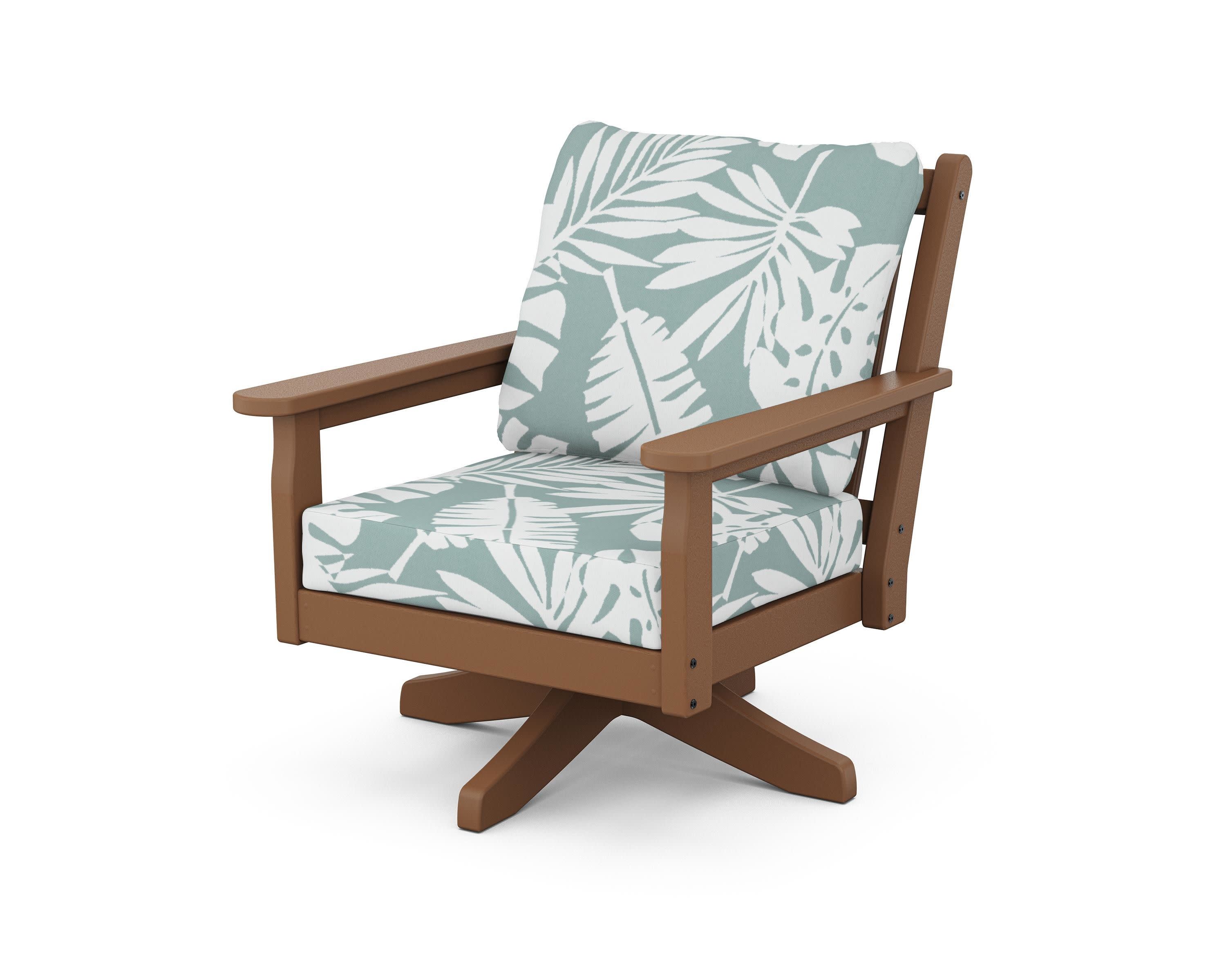 Chippendale Deep Seating Swivel Chair in Teak / Leaf Glacier Spa