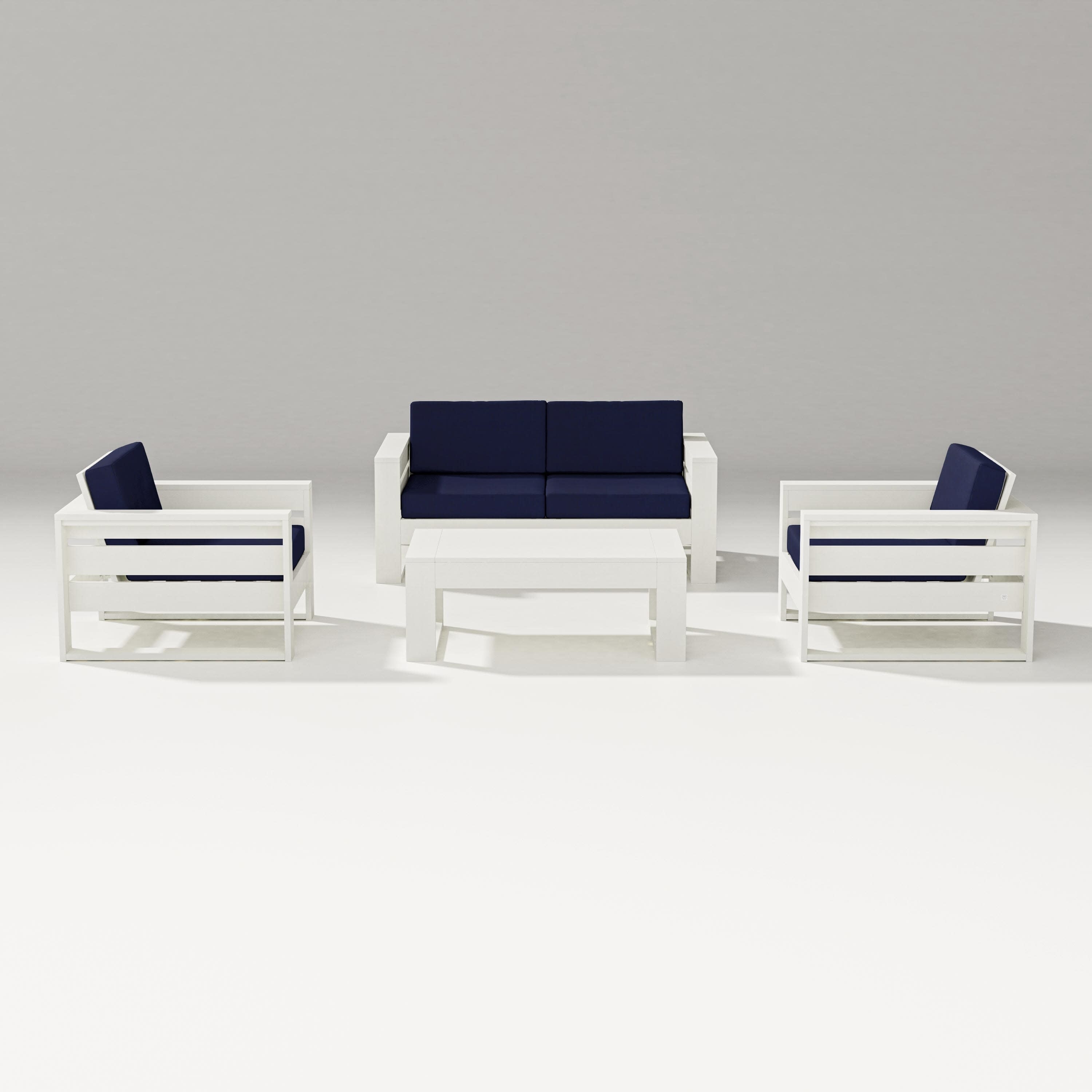 Latitude 4-Piece Lounge Loveseat Set in Vintage White / Navy