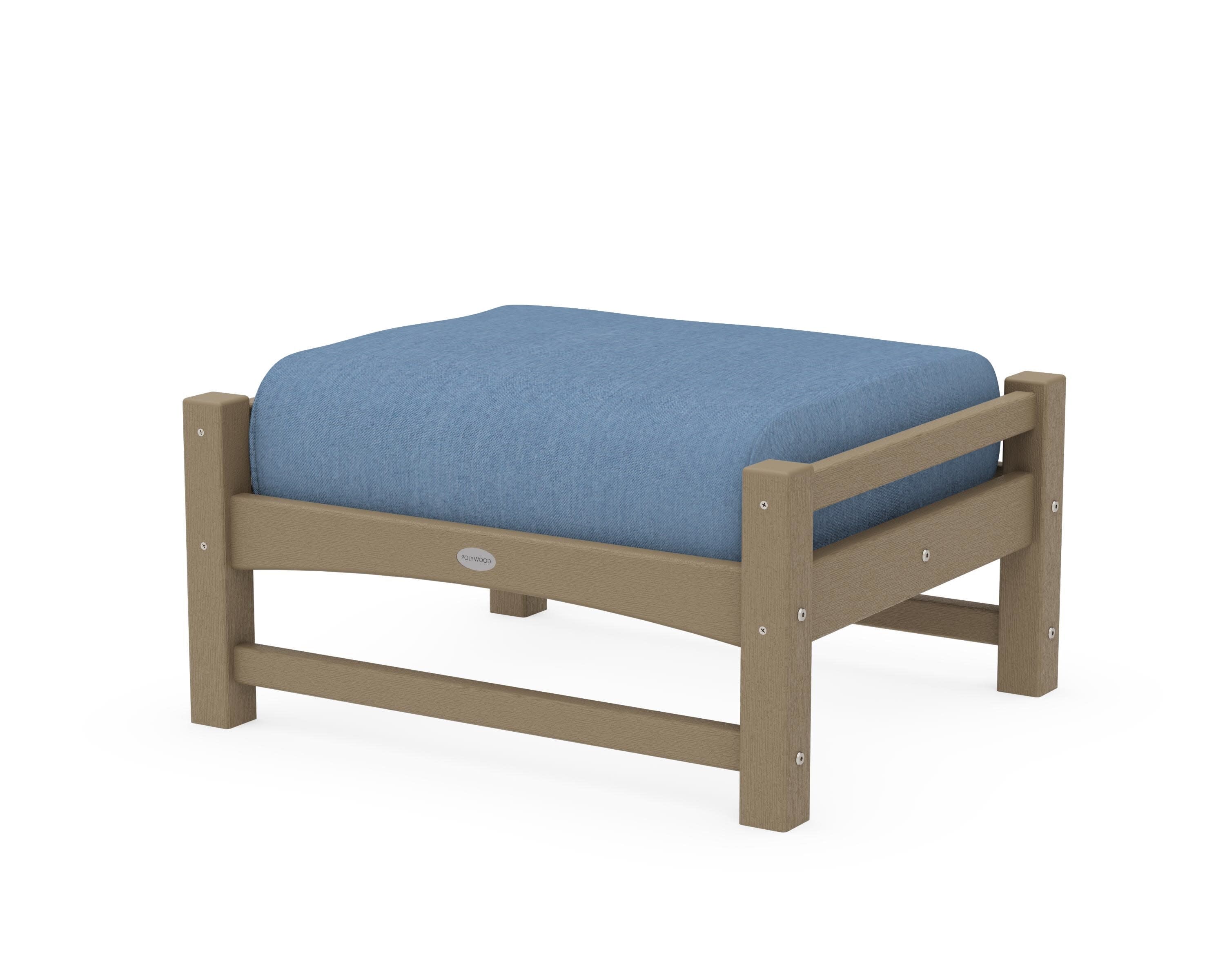 Club Ottoman in Vintage Sahara / Sky Blue