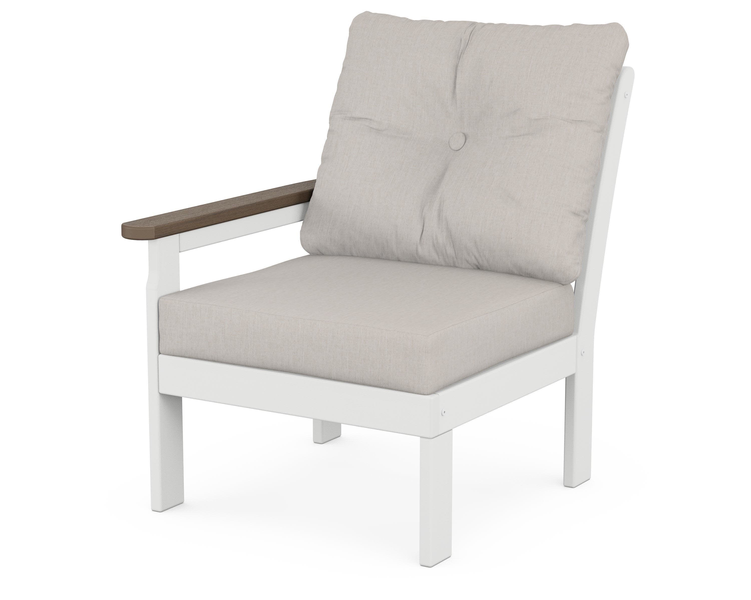 Vineyard Modular Left Arm Chair in White / Kona / Cast Ash