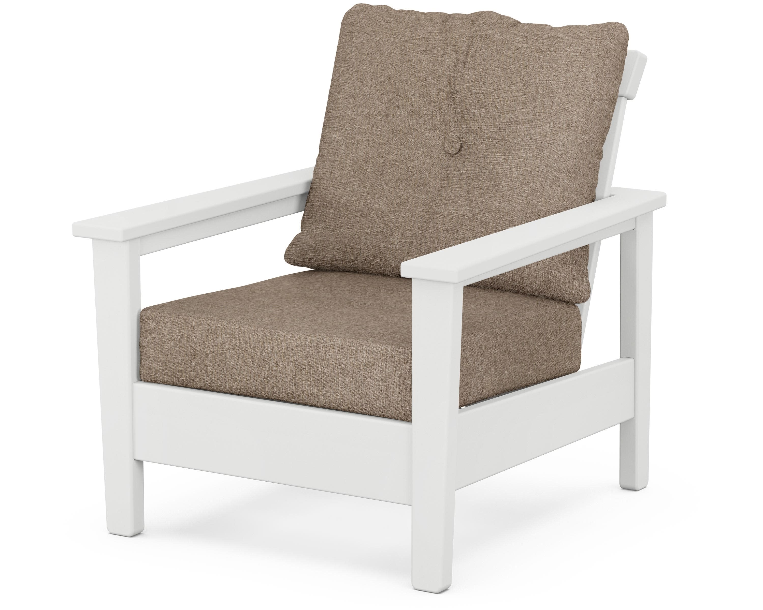 Prescott Deep Seating Chair in White / Spiced Burlap