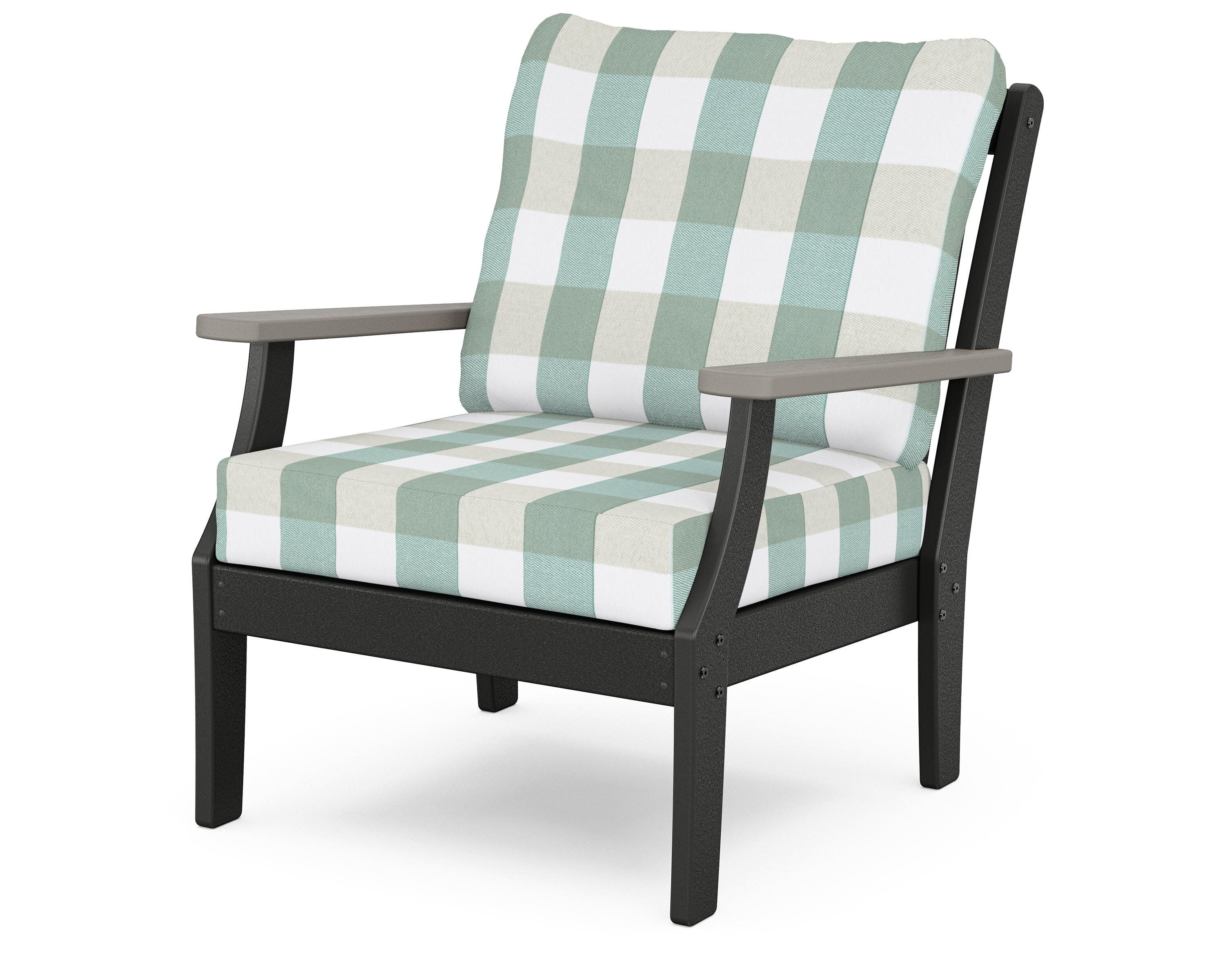 Braxton Deep Seating Chair in Black / Driftwood / Buffalo Plaid Glacier Spa