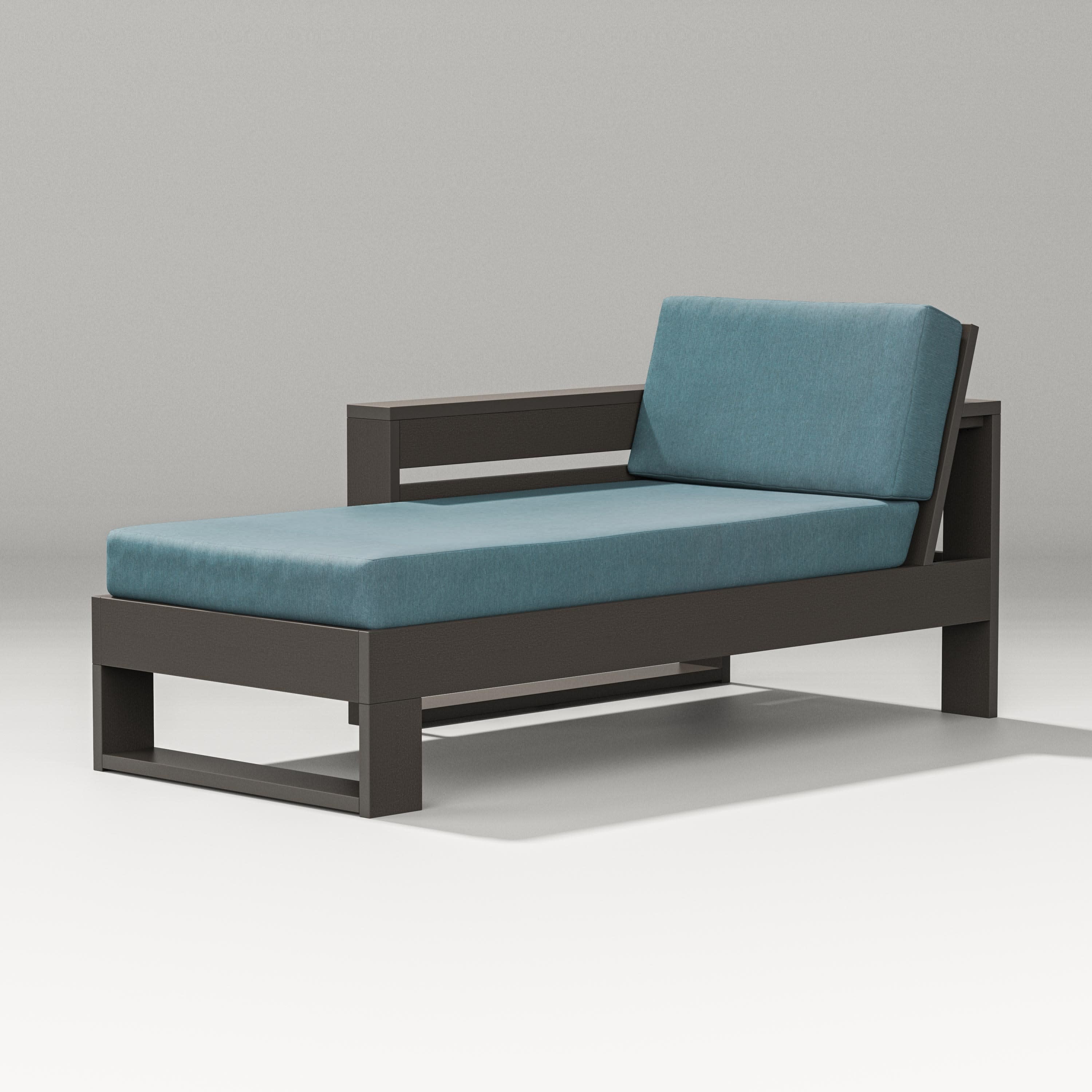 Latitude Modular Left Arm Chaise in Vintage Coffee / Ocean Teal