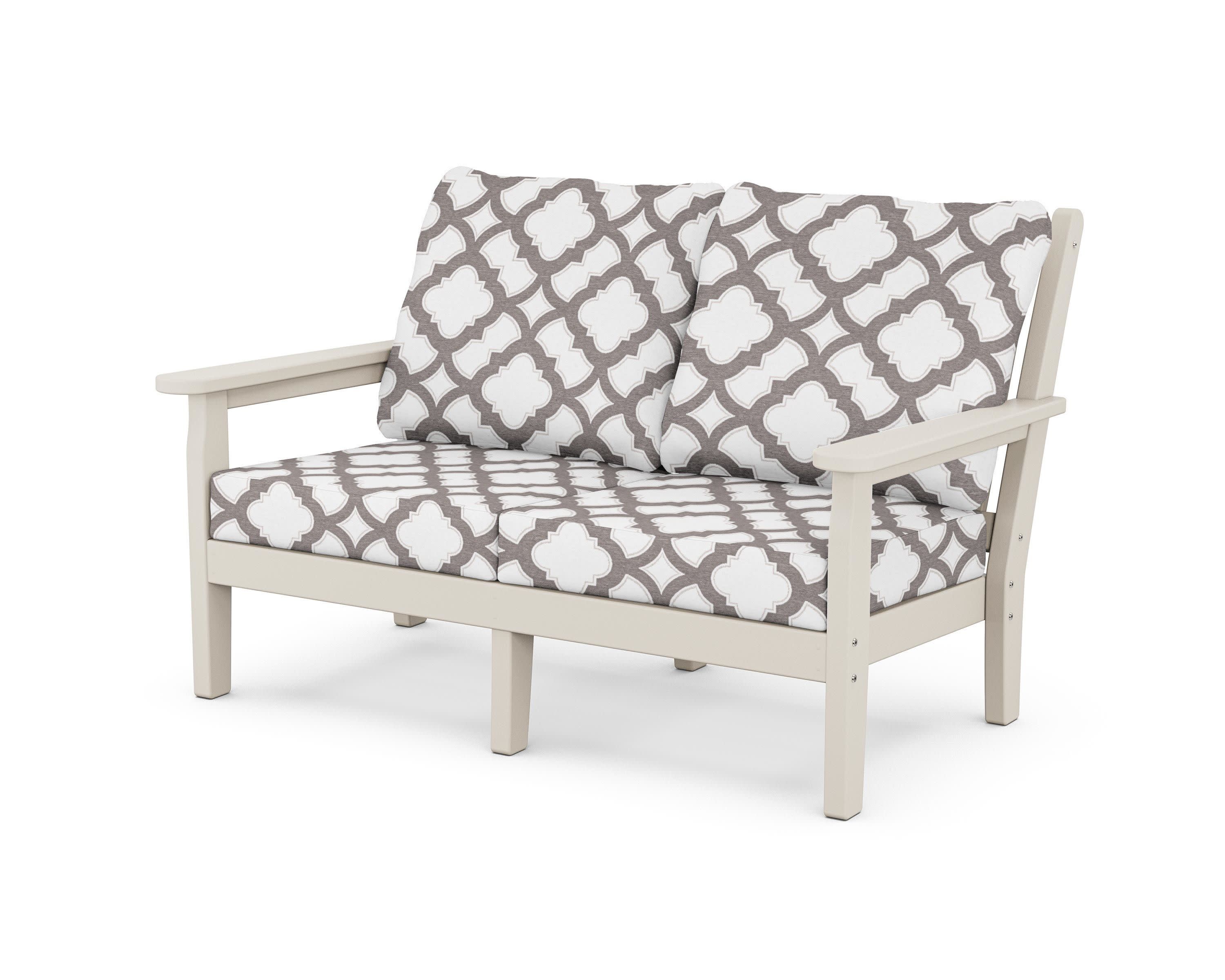 Chippendale Deep Seating Loveseat in Sand / Trellis Grey Mist